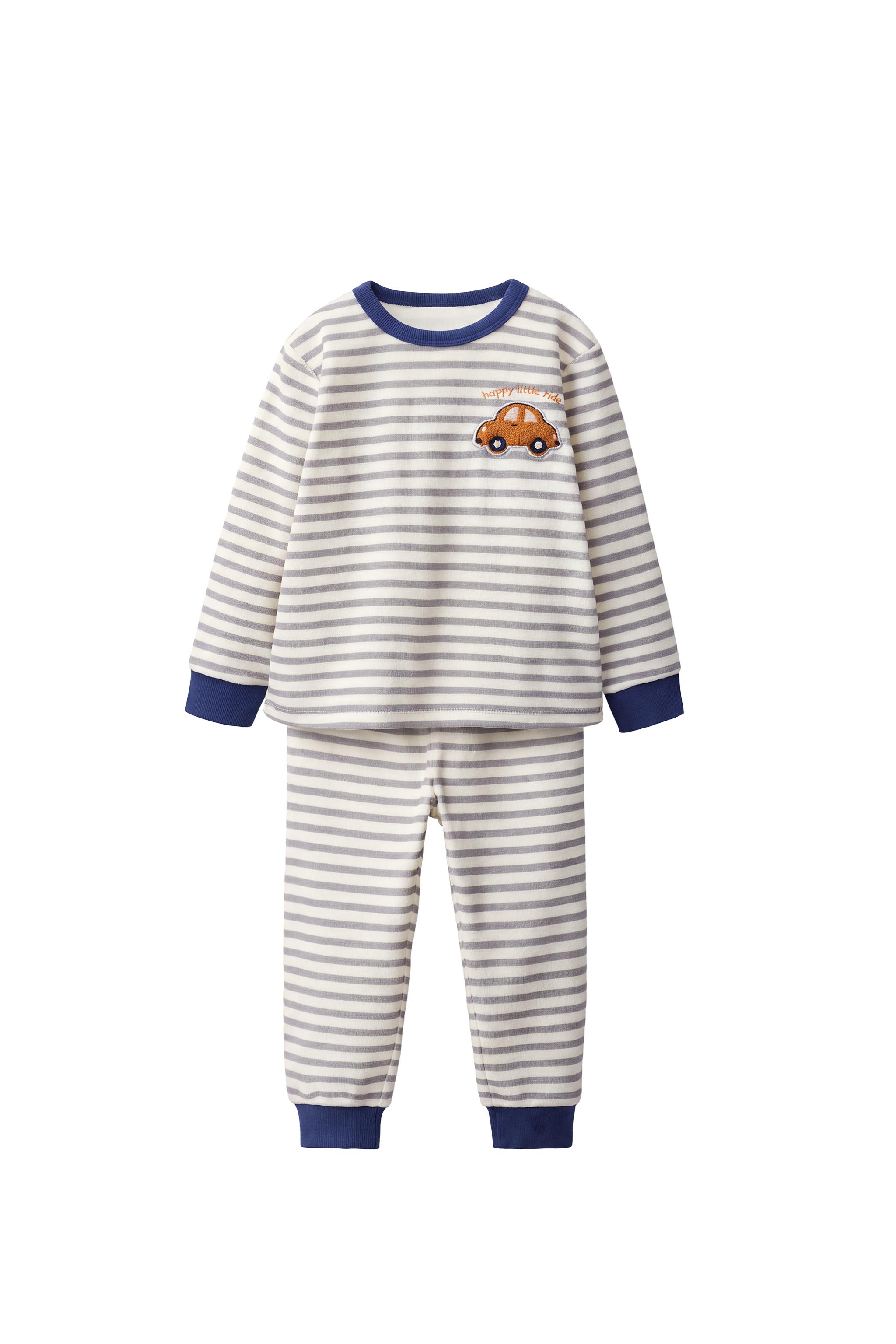 Пижама в полоску с принтом машины из велюра на 1,5-6 лет — ZARA