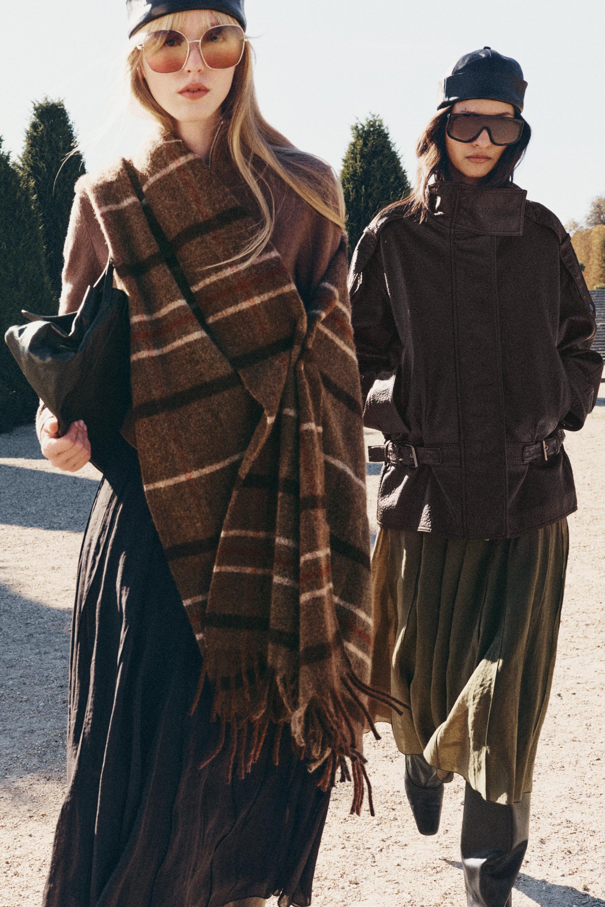 CHECK FRINGE SCARF — ZARA