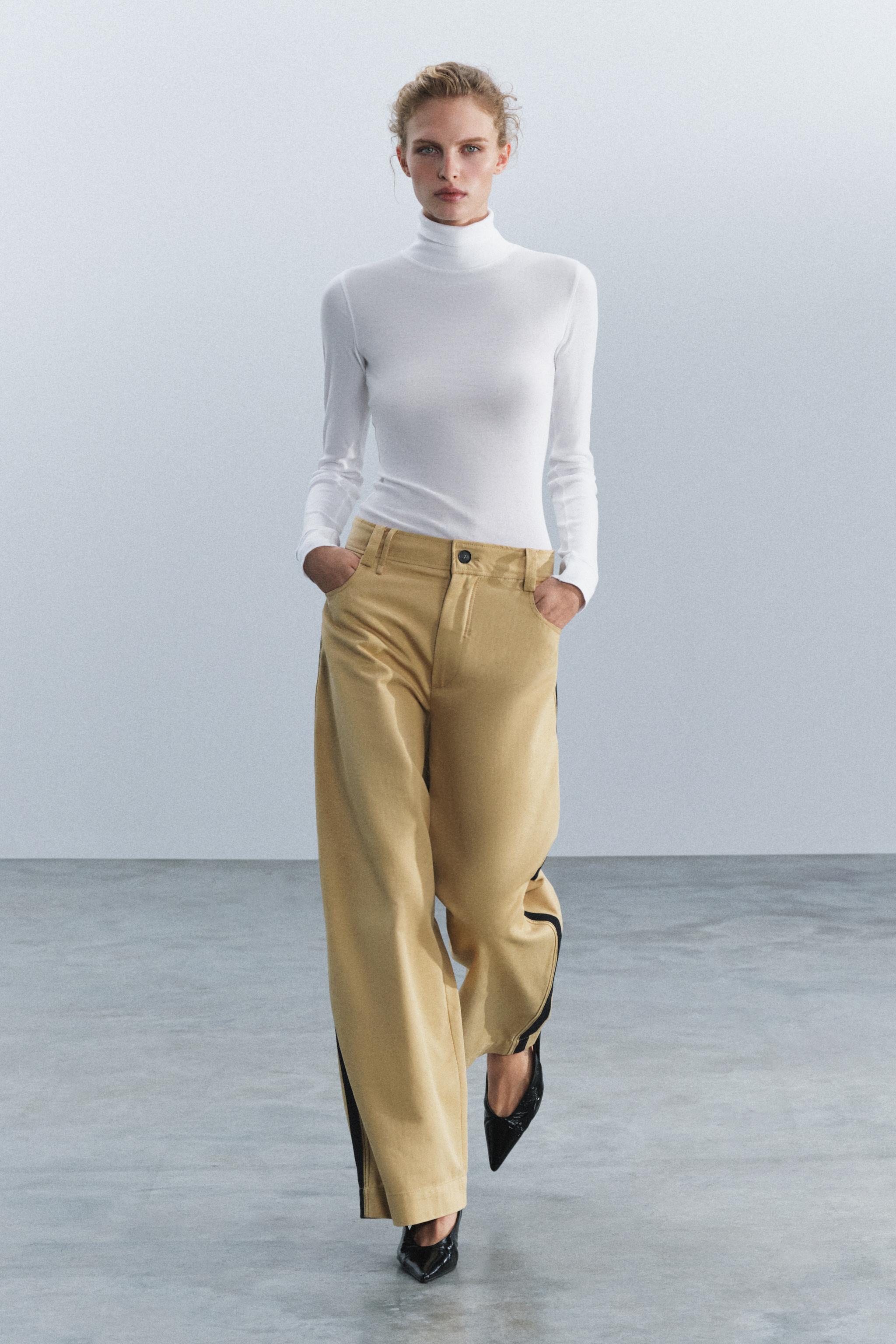 Брюки ZW COLLECTION свободного кроя с боковой полосой — ZARA