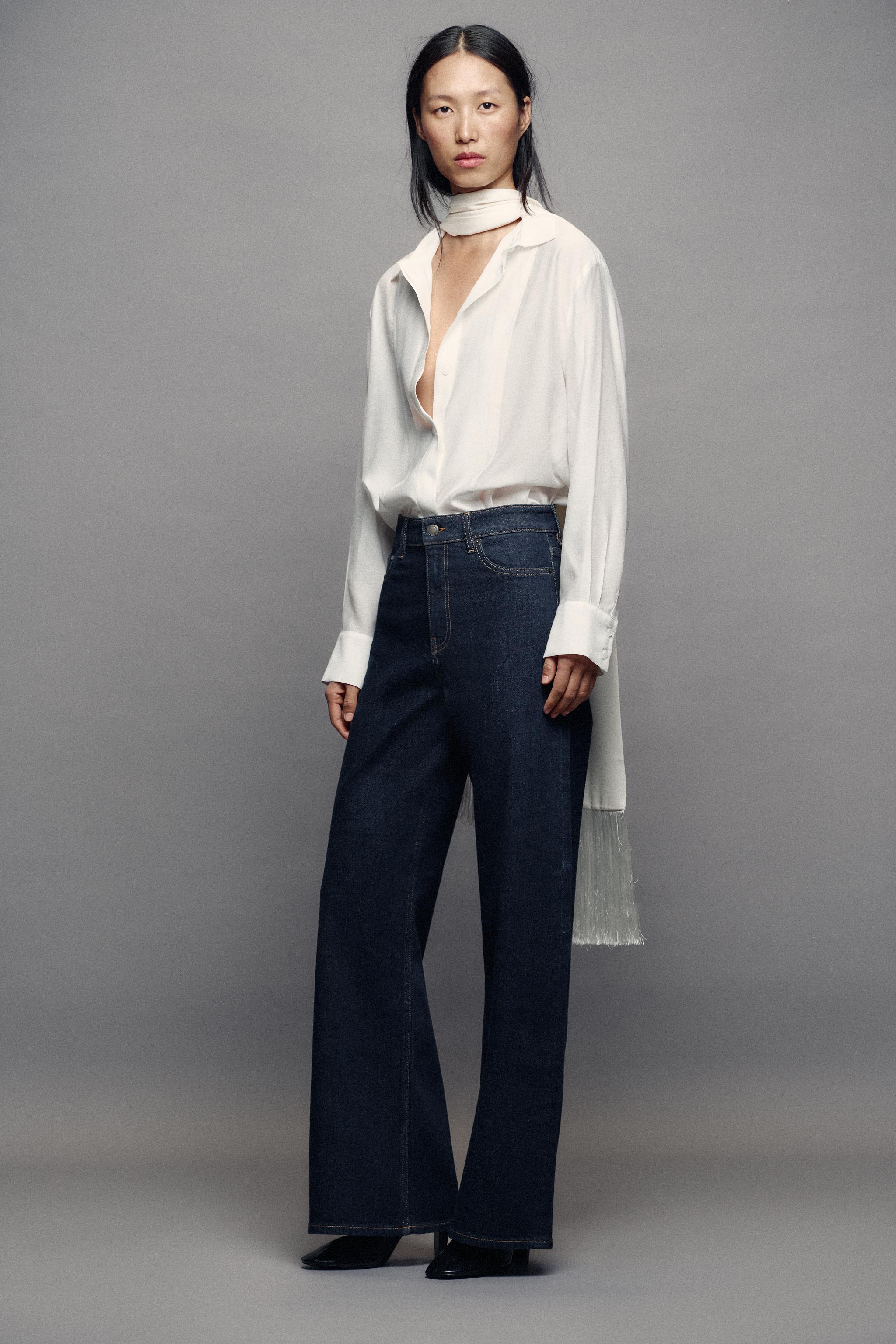 Джинсы ZW COLLECTION комфортного кроя с высокой посадкой и широкими штанинами — ZARA
