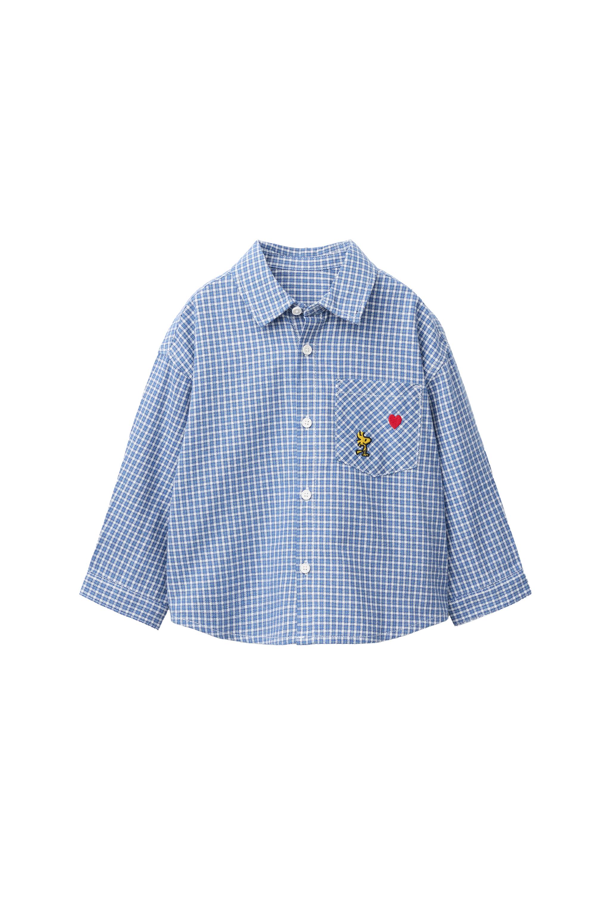 РУБАШКА В КЛЕТКУ С ВЫШИВКОЙ SNOOPY PEANUTS™ — ZARA
