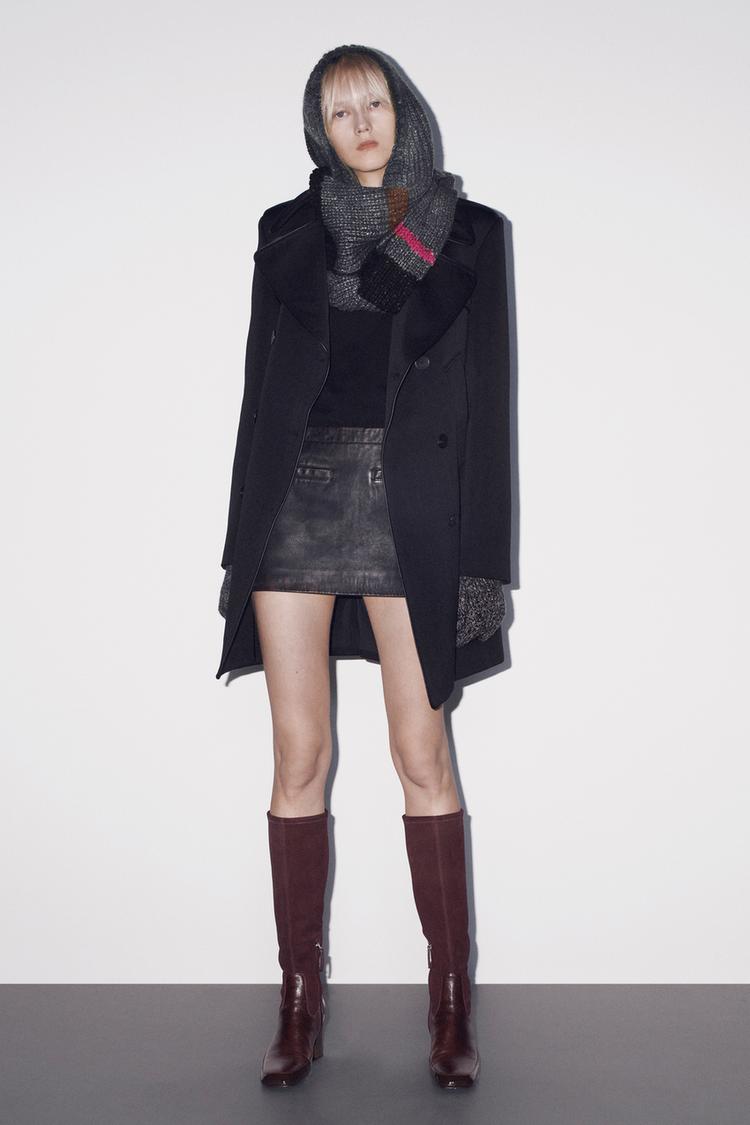 ZW COLLECTION DOUBLE-BREASTED WOOL BLEND TRENCH COAT WITH CONTRAST PIPING