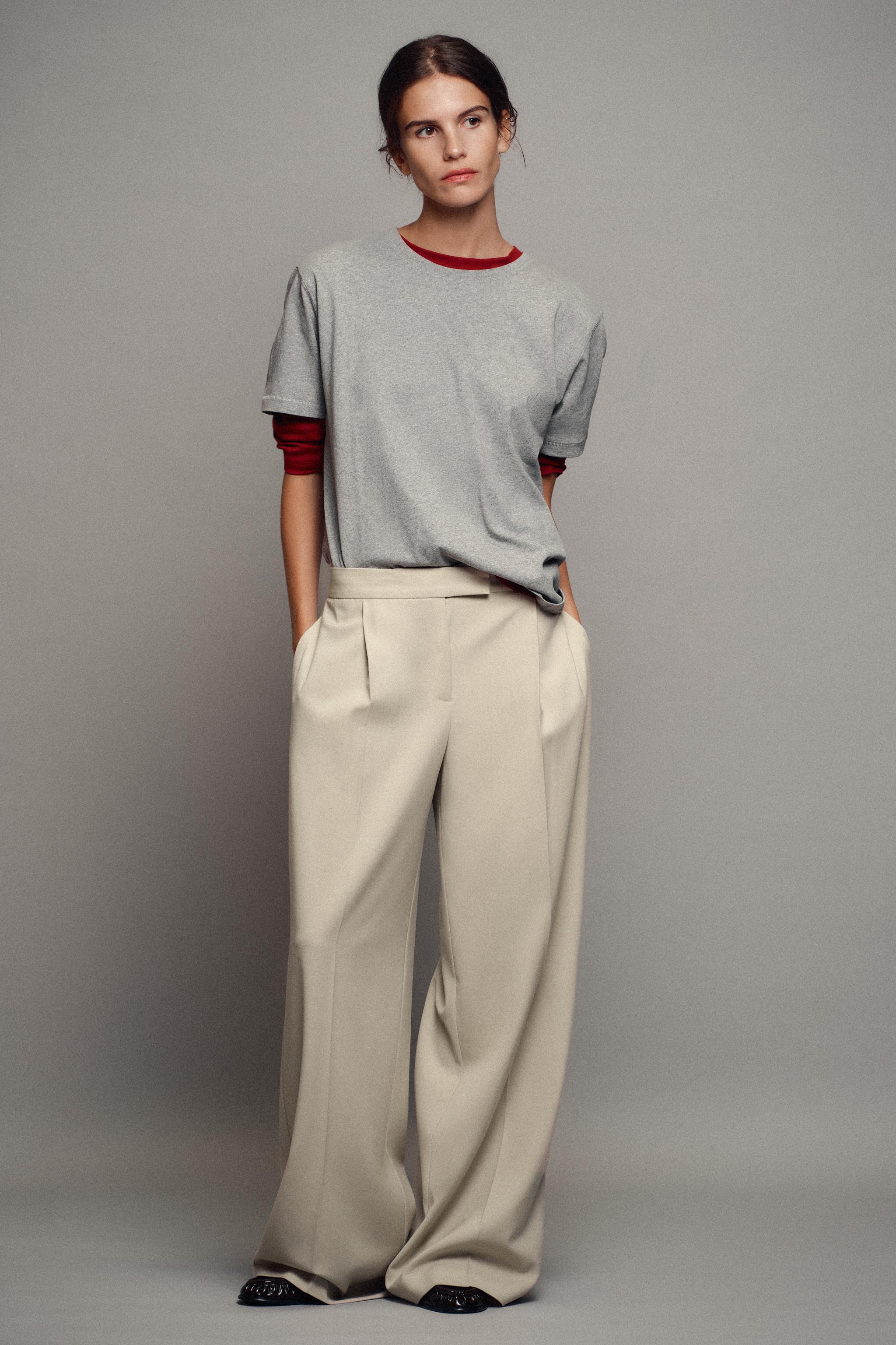 Брюки с широкими штанинами с вытачками — ZARA