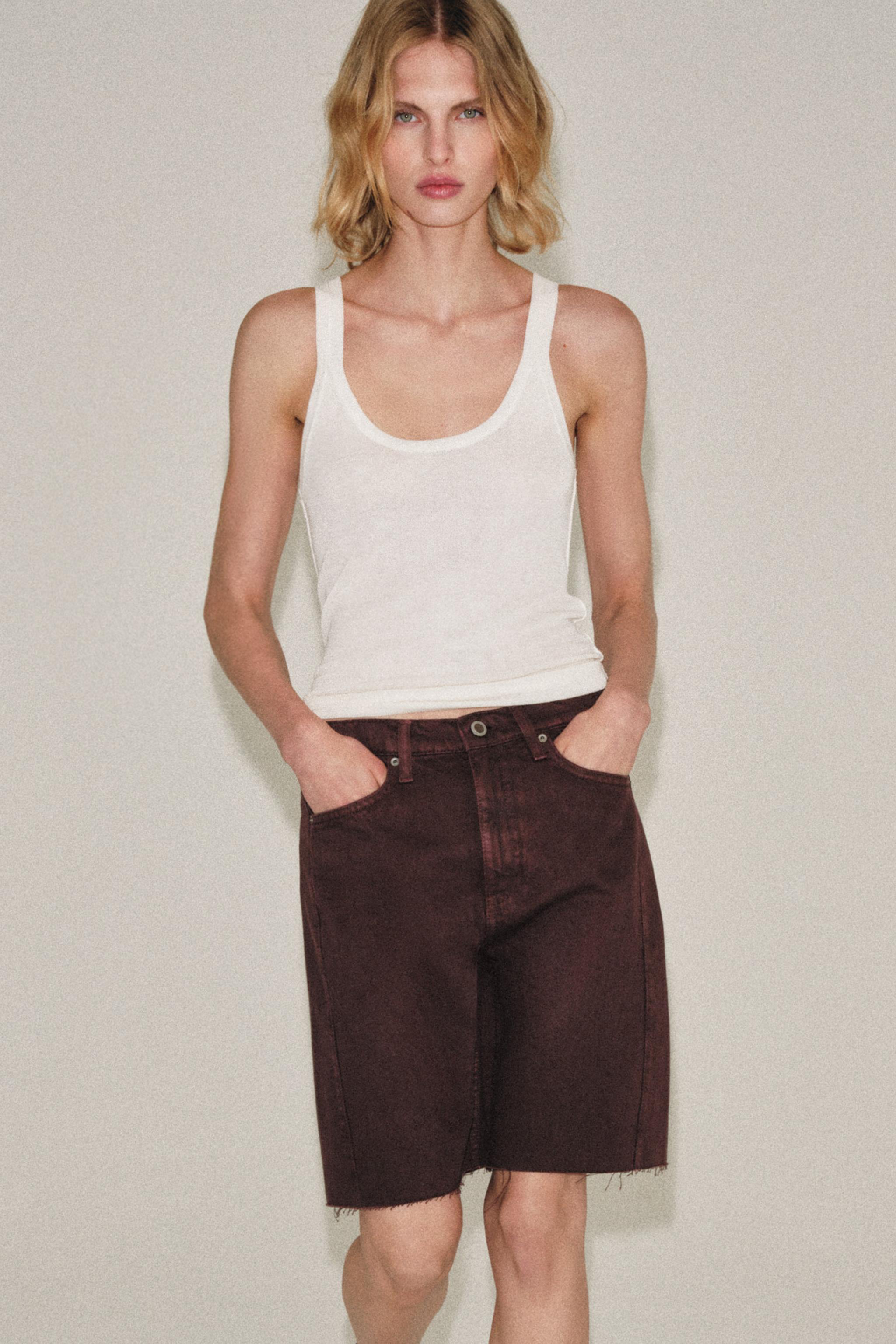 Бермуды из денима свободного кроя со средней посадкой ZW COLLECTION — ZARA