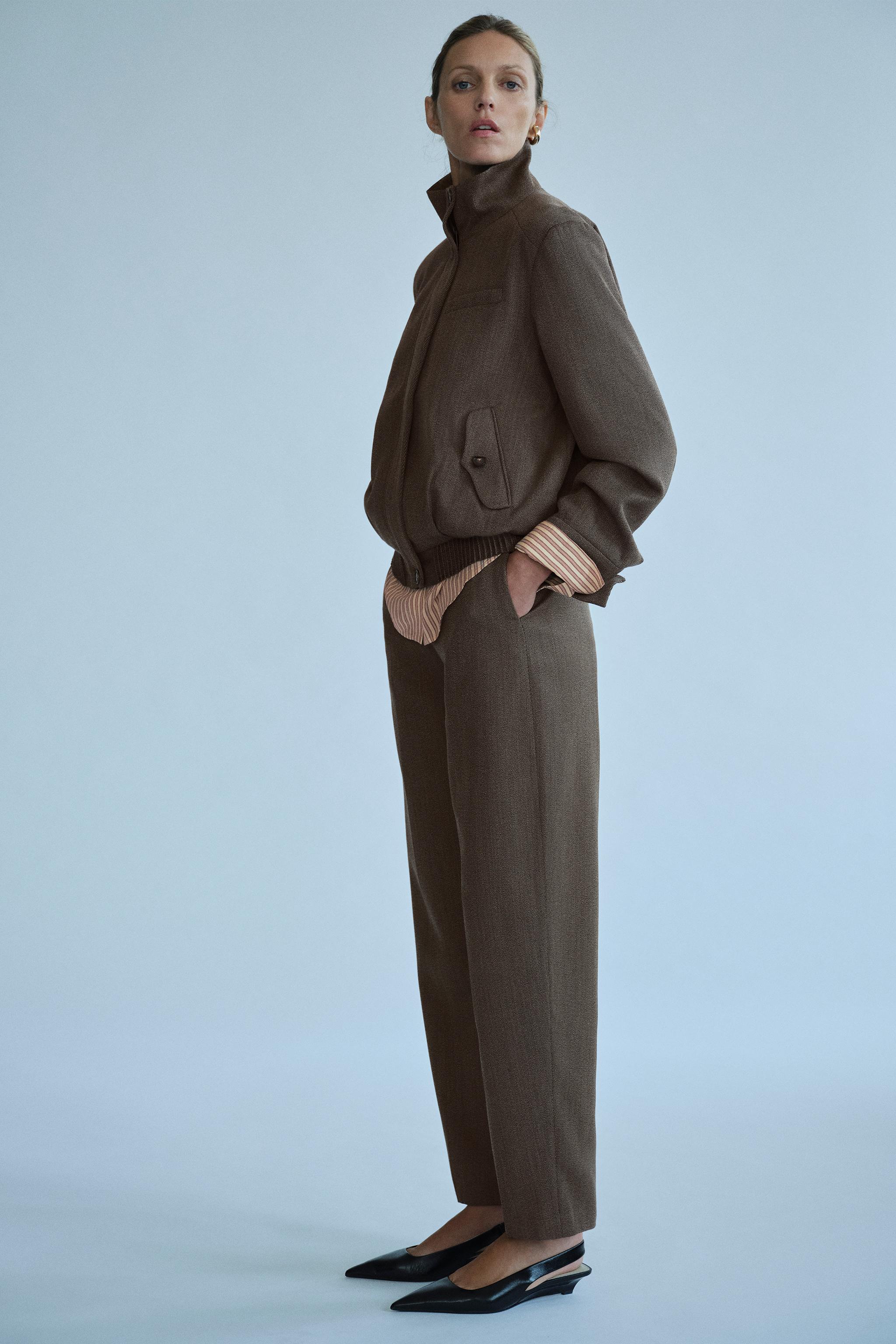Брюки ZW COLLECTION силуэта "баллон" из смесовой шерсти — ZARA