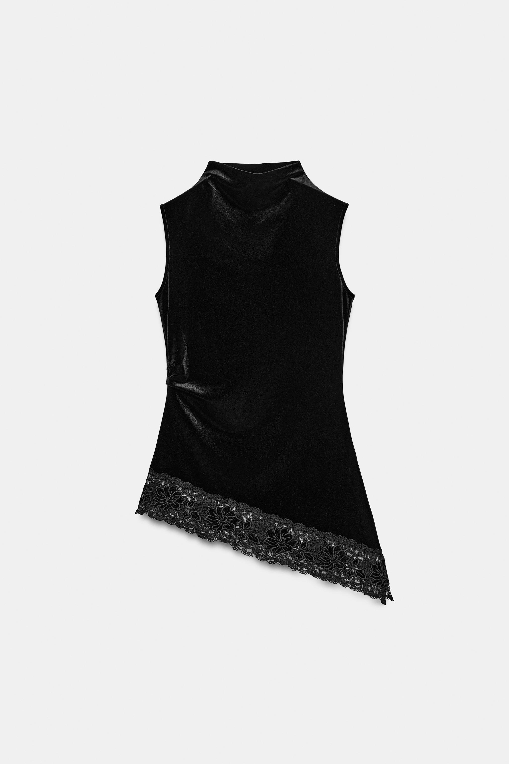 АСИММЕТРИЧНЫЙ БАРХАТНЫЙ ТОП — ZARA