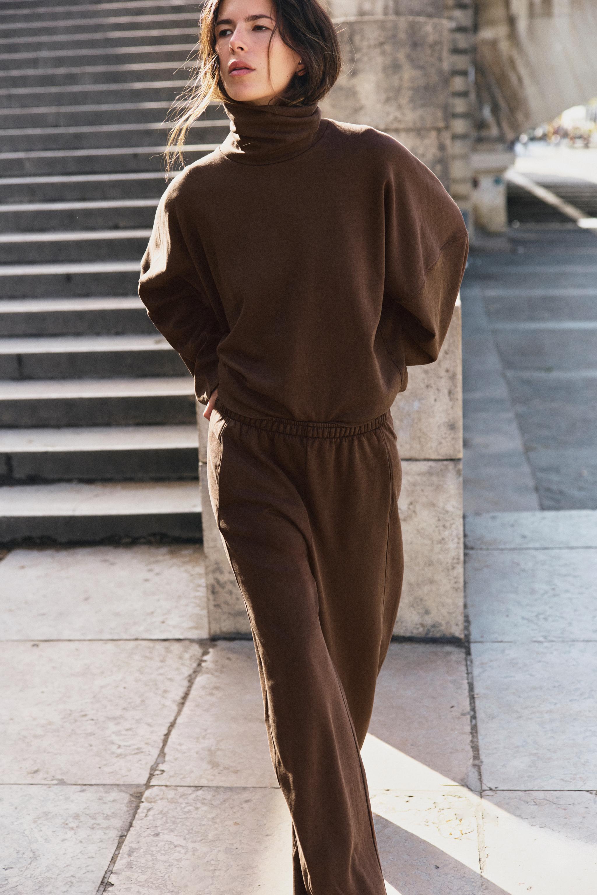 Брюки из вареного трикотажа интерлок — ZARA