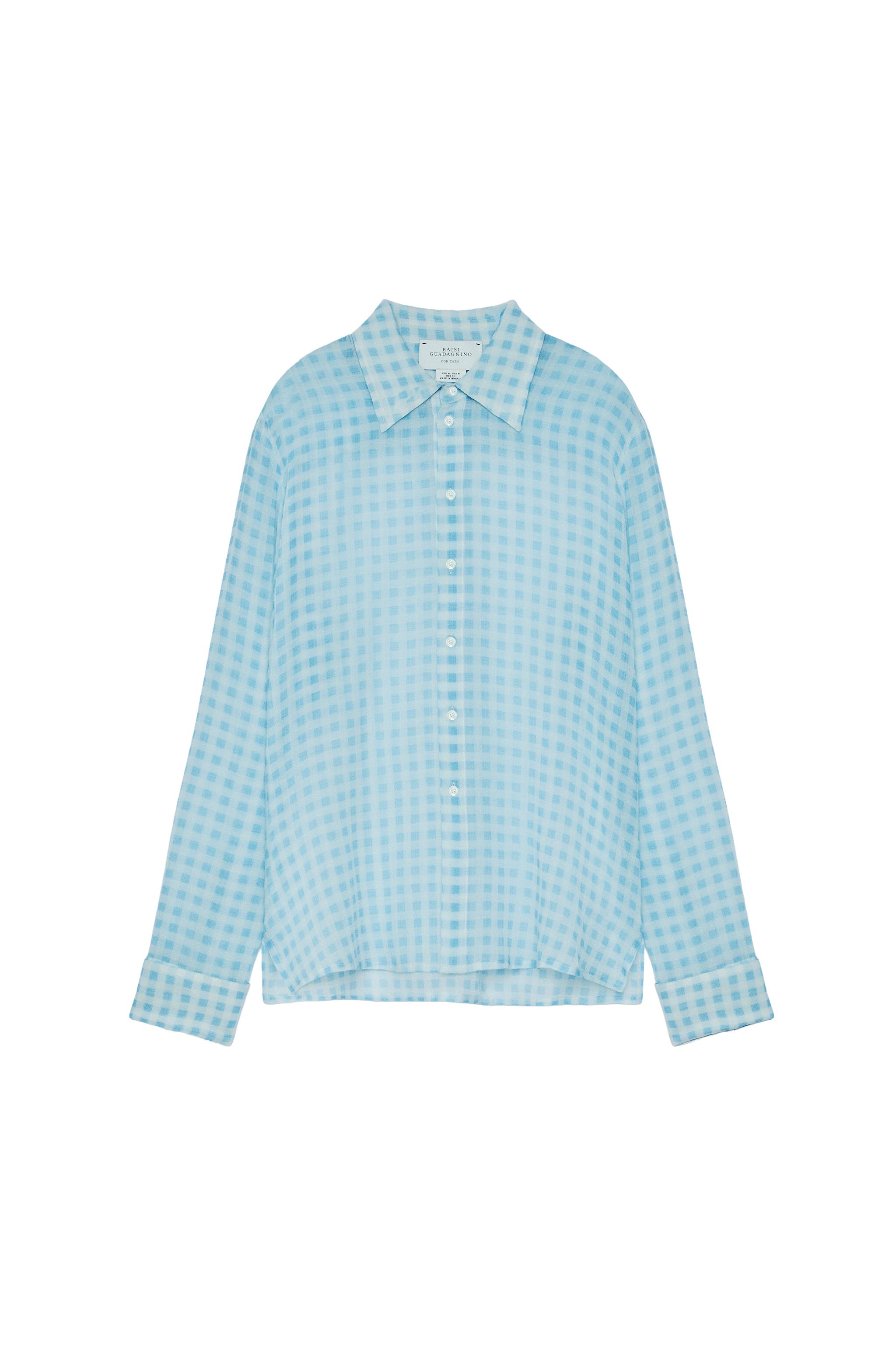 Лёгкая рубашка из 100% шерсти в клетку — ZARA