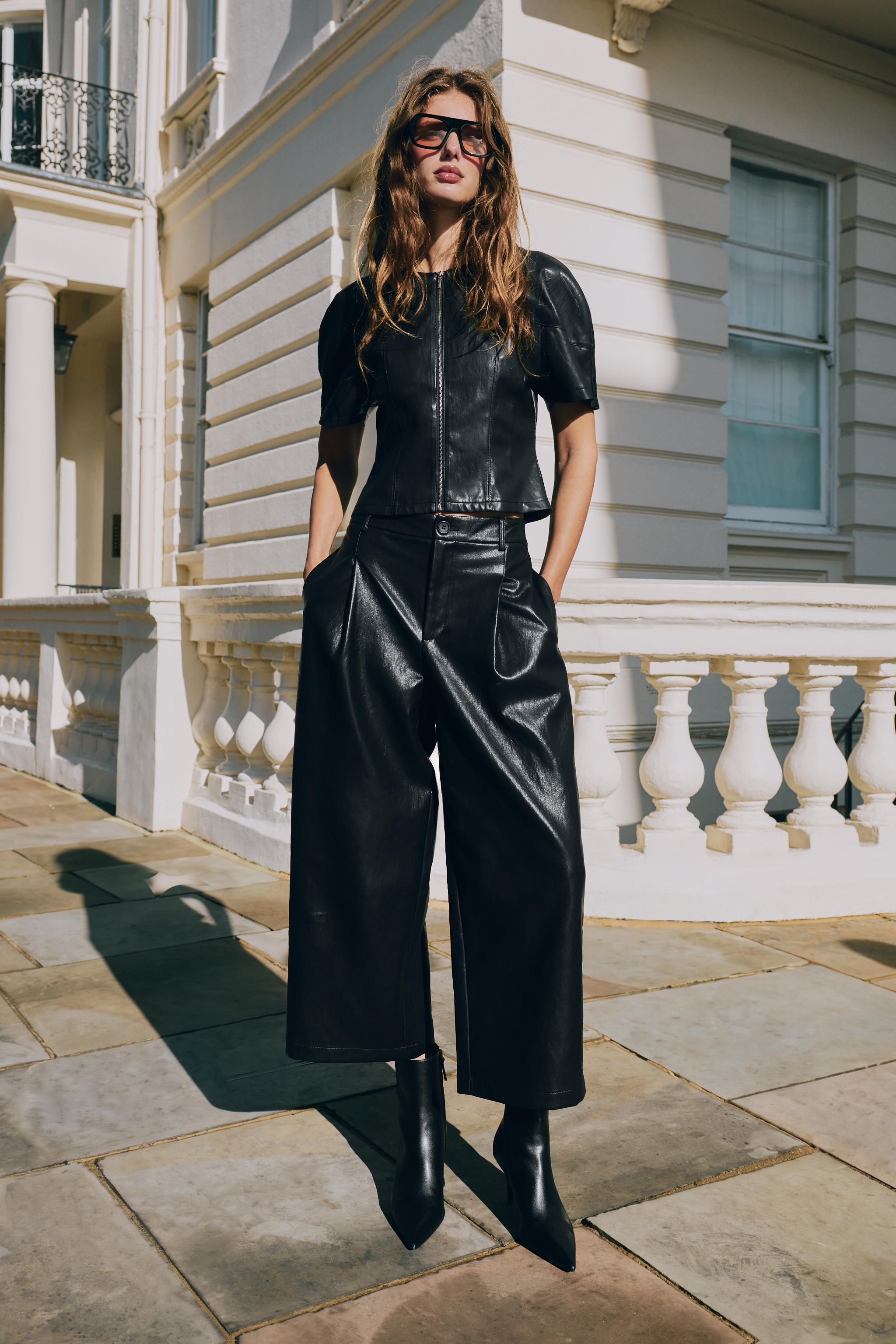 Кюлоты с кожаным эффектом и вытачками — ZARA