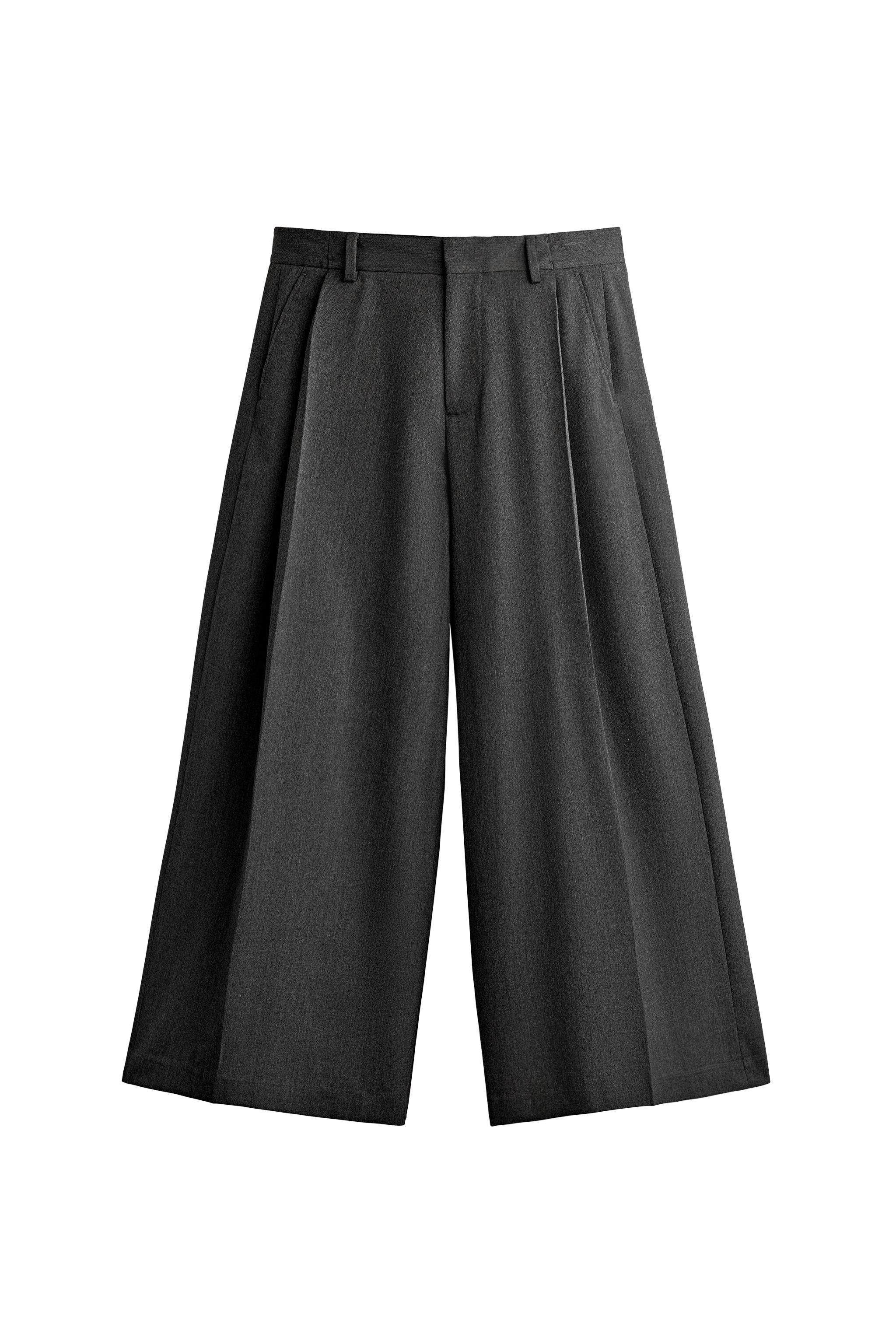 Брюки с широкими штанинами в складку — ZARA