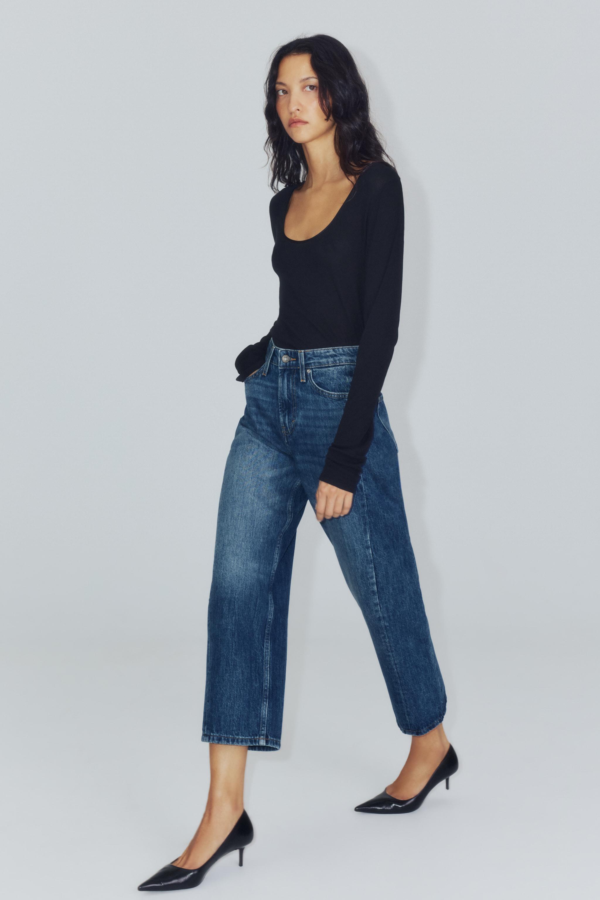 Джинсы ZW COLLECTION со средней посадкой и прямыми штанинами — ZARA
