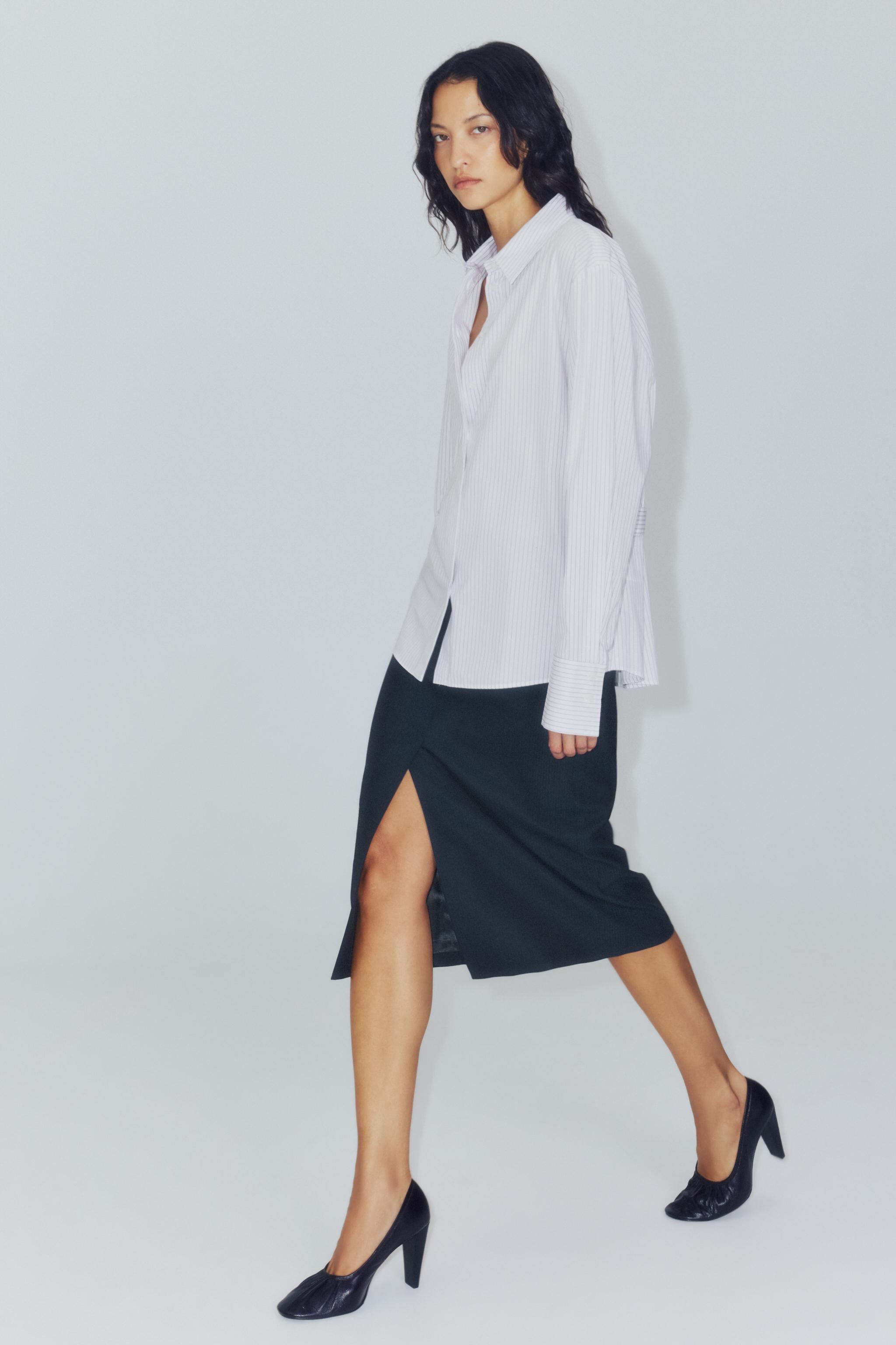 ЮБКА МИДИ В ПОЛОСКУ ZW COLLECTION — ZARA