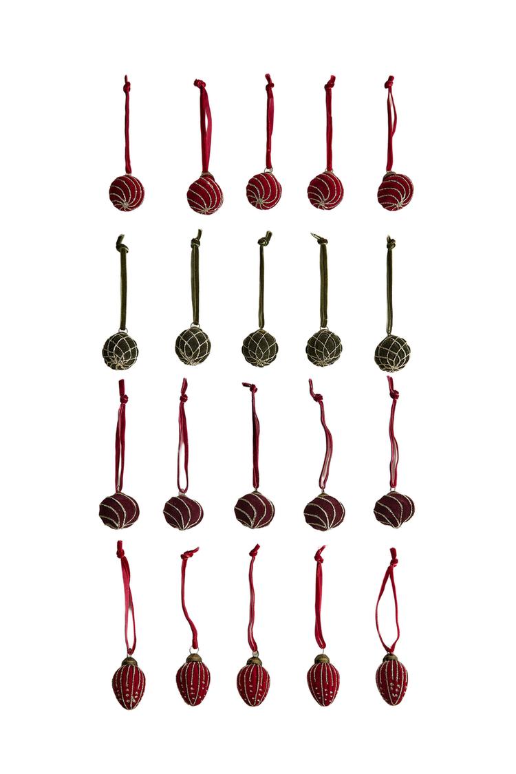 MINI VELVET CHRISTMAS TREE ORNAMENT PACK (PACK OF 20)