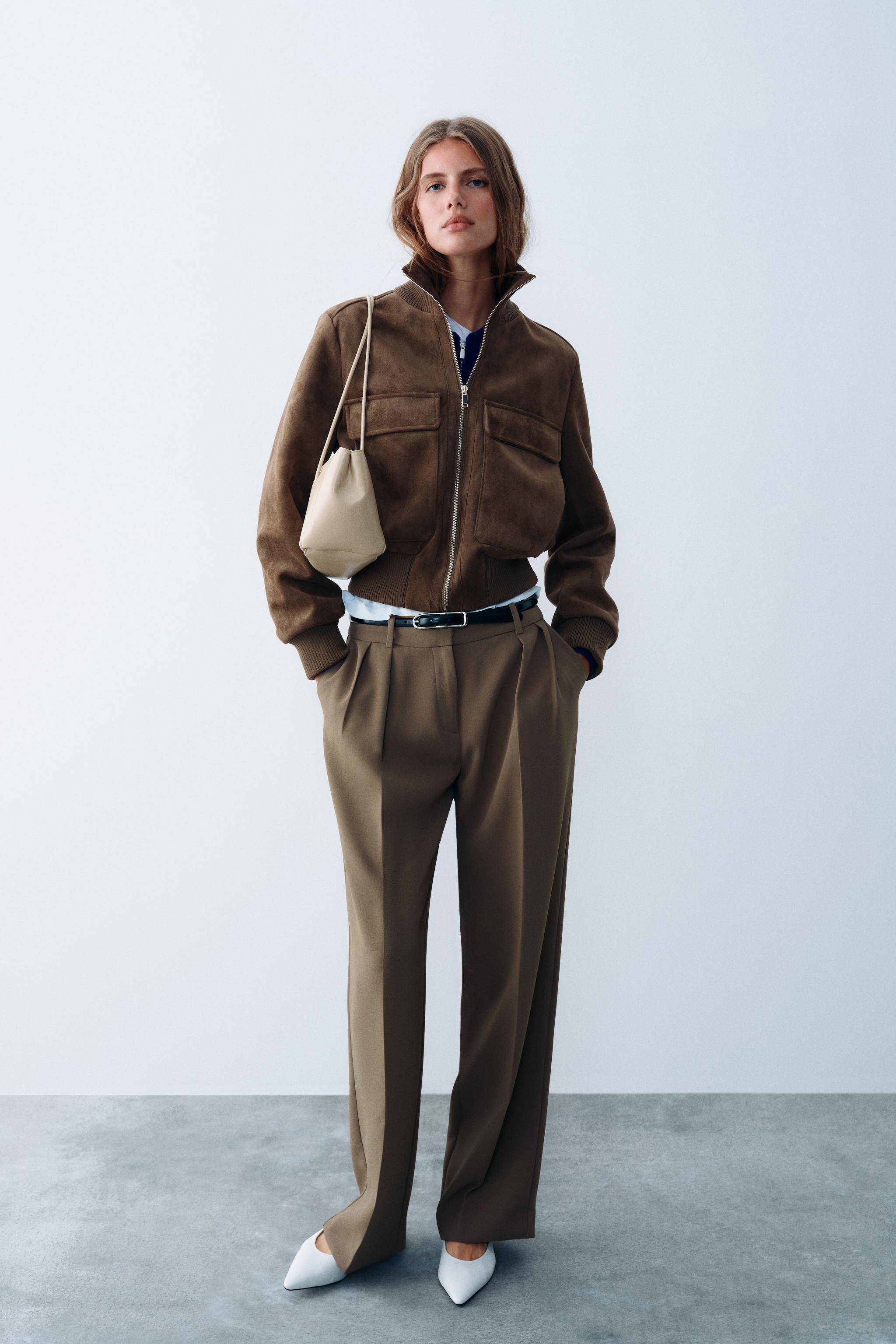 БОМБЕР ИЗ ИСКУССТВЕННОЙ ЗАМШИ — ZARA