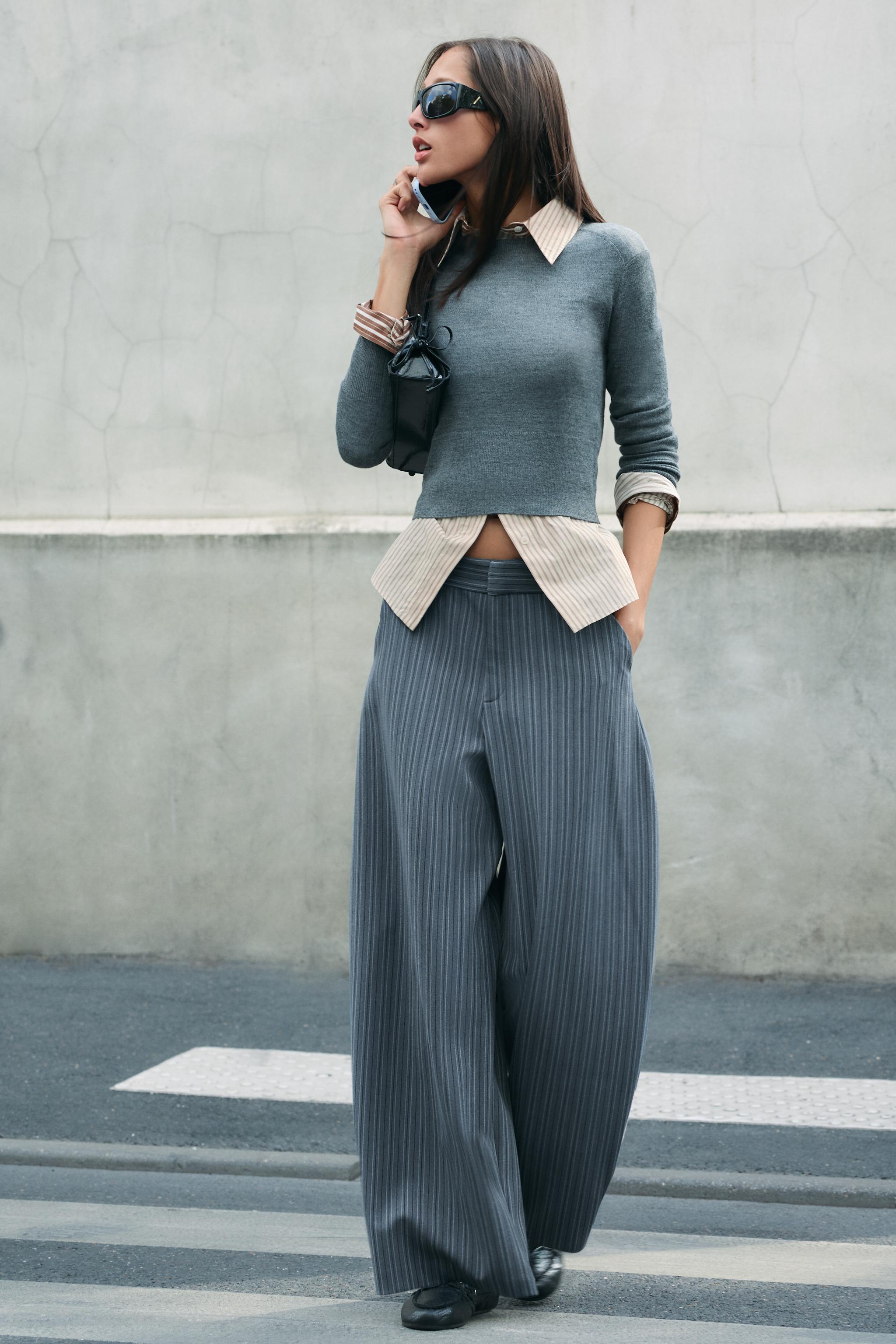 Брюки силуэта "баллон" в полоску — ZARA