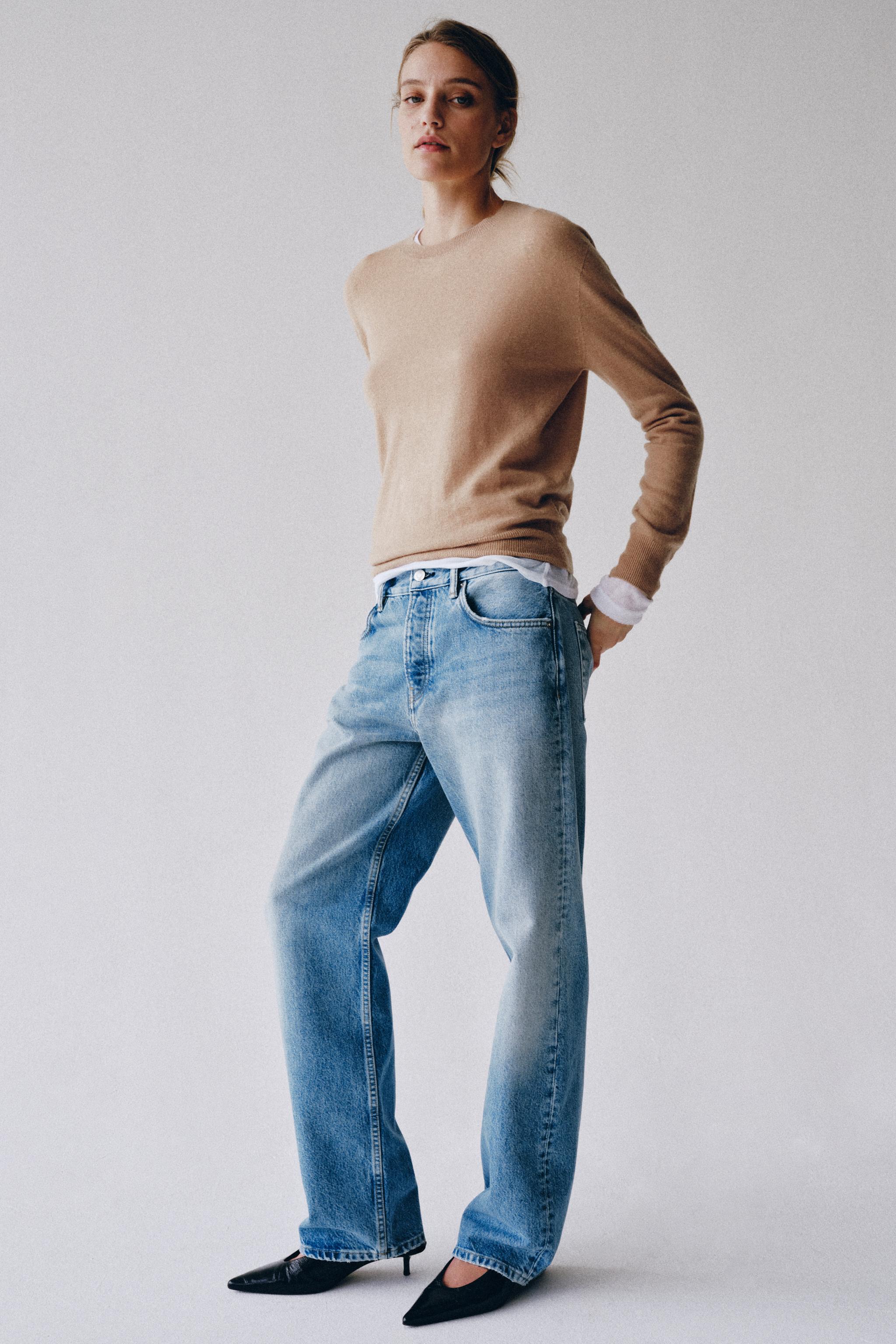 Джинсы ZW COLLECTION со средней посадкой и прямыми штанинами — ZARA