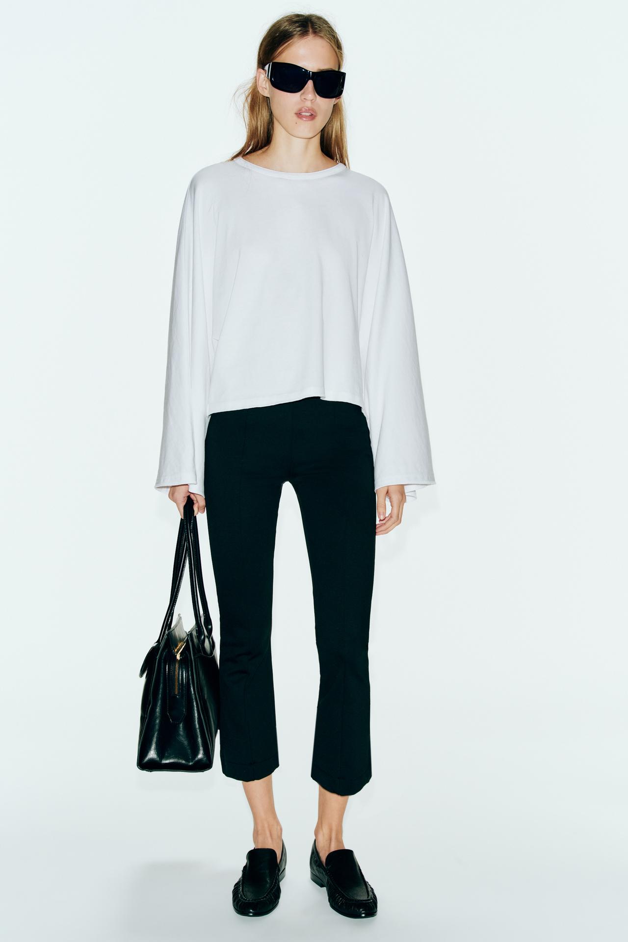 ХЛОПКОВАЯ ФУТБОЛКА С ШИРОКИМИ РУКАВАМИ — ZARA