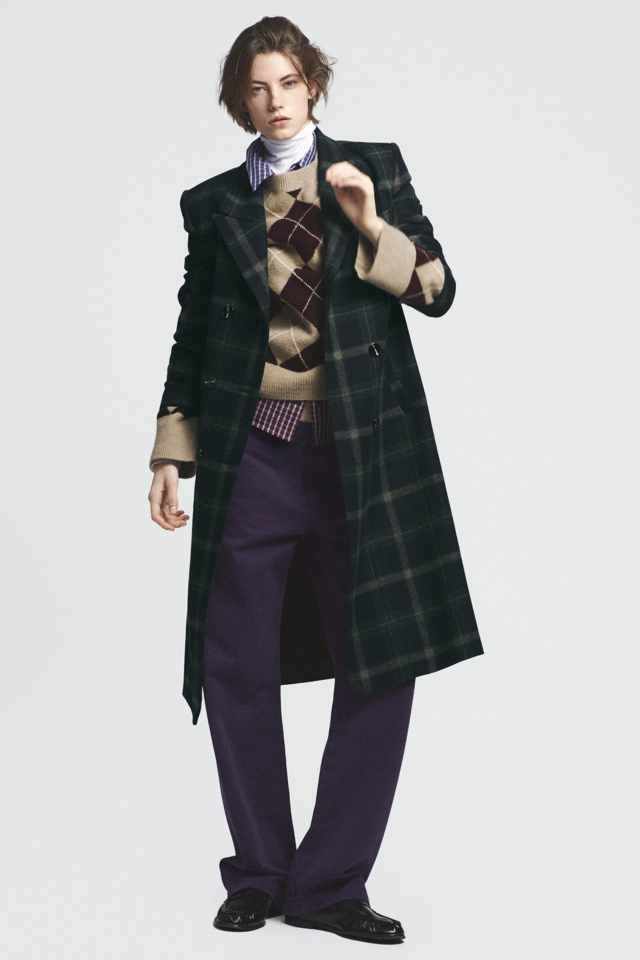 ДЛИННОЕ ПАЛЬТО В КЛЕТКУ — ZARA