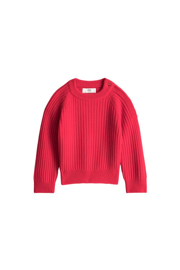100% WOOL RIBBED JUMPER WITH BUTTONS LIMITED EDITION