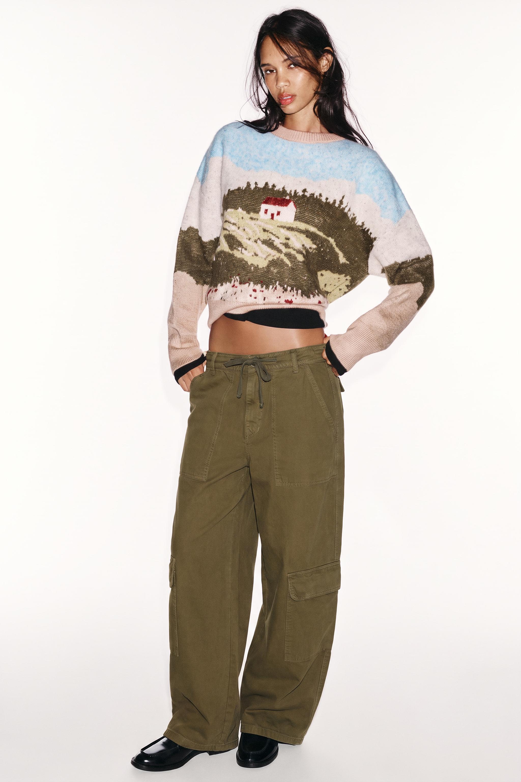 Жаккардовый свитер с пейзажем — ZARA