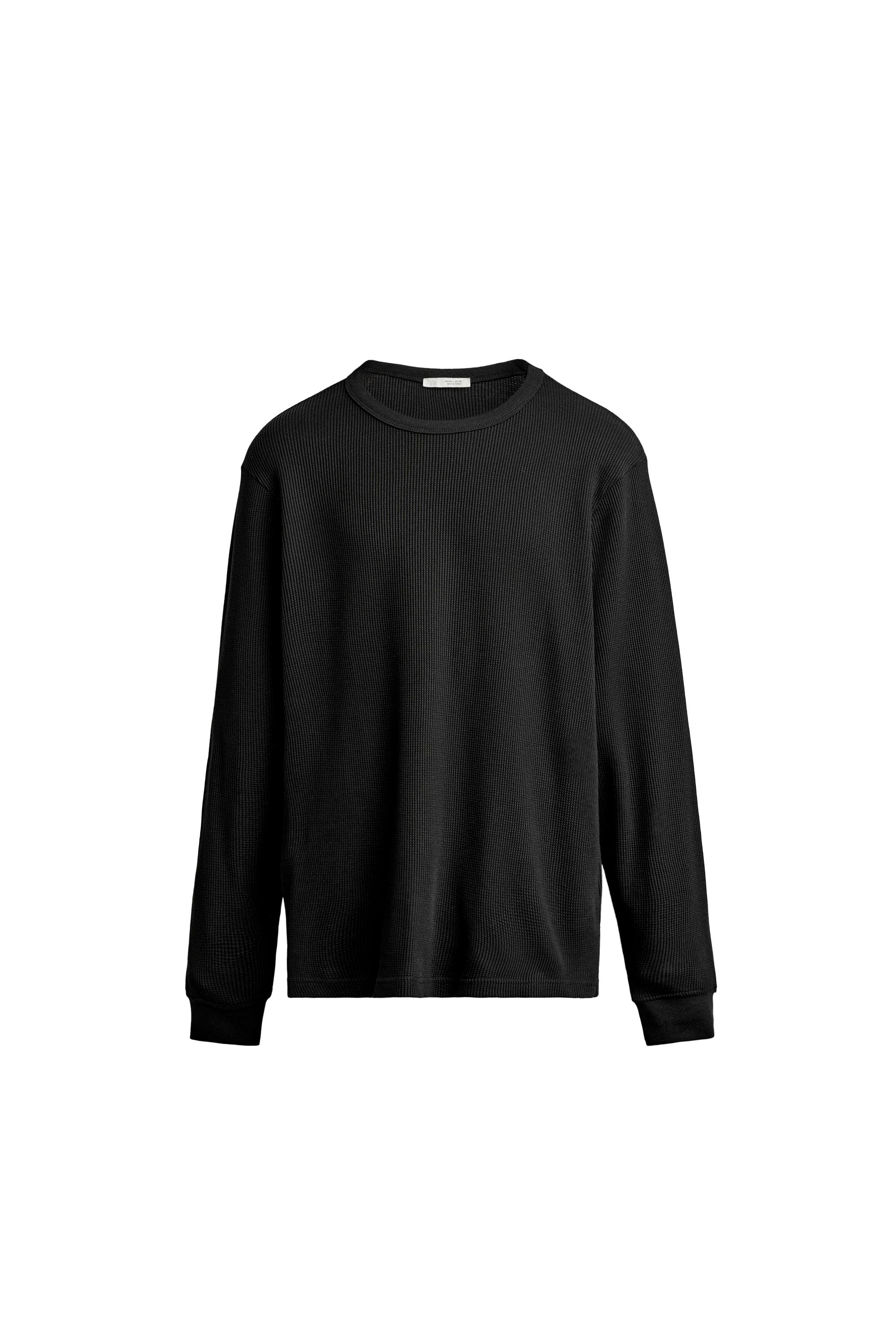 Футболка классического кроя из вафляного трикотажа — ZARA