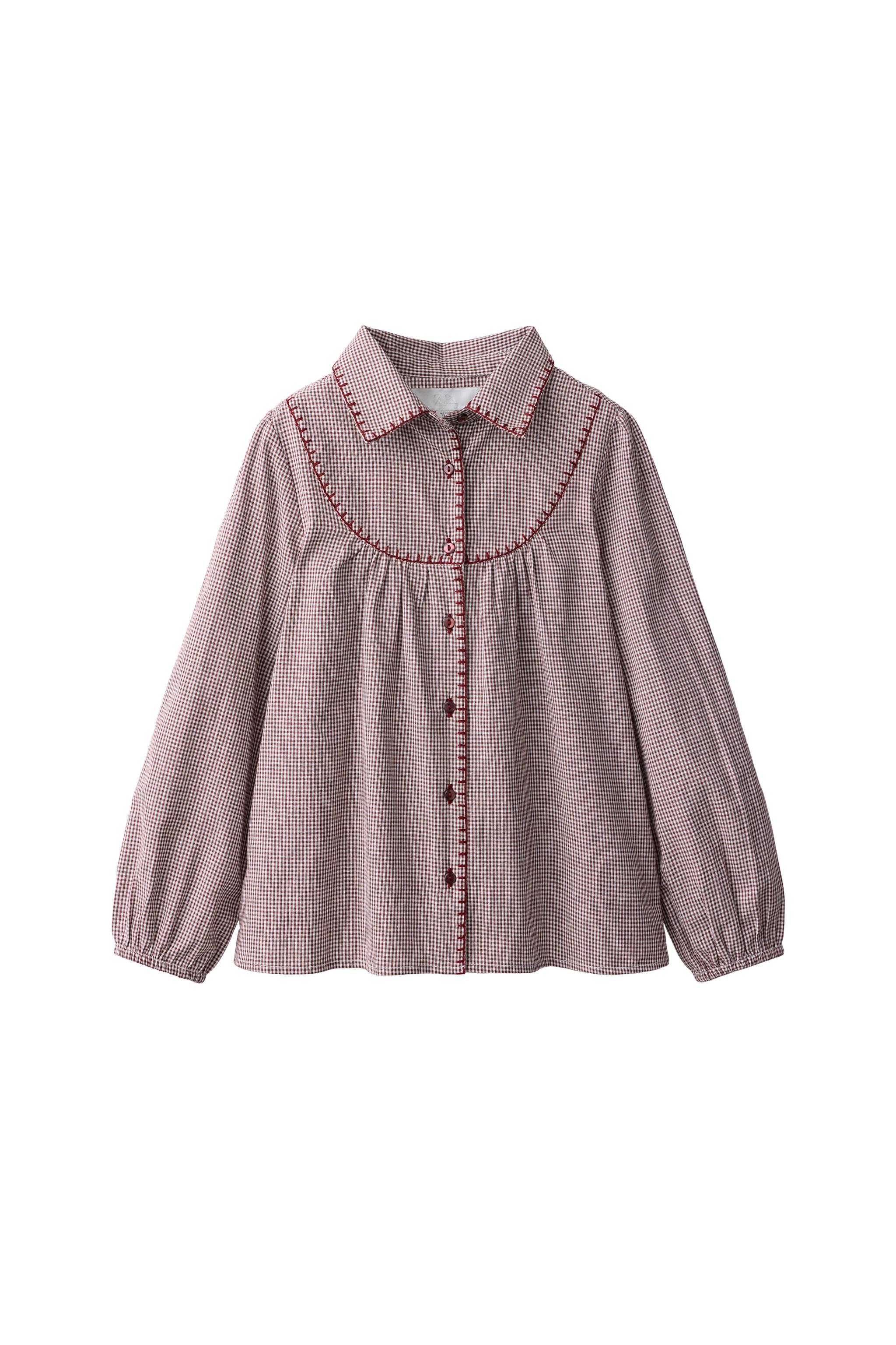 CHECK TOPSTITCH SHIRT — ZARA