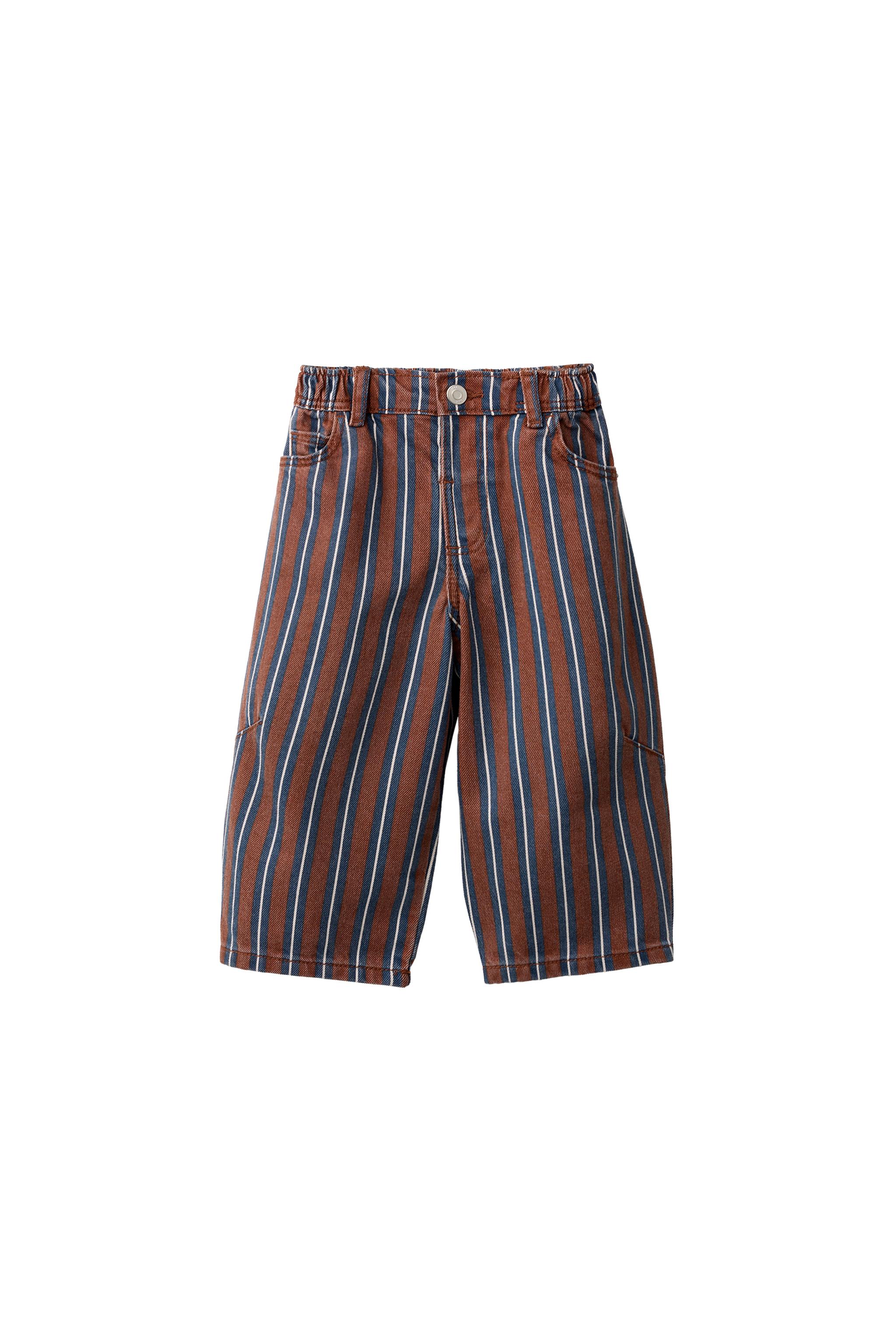 Брюки barrel из твила в полоску — ZARA