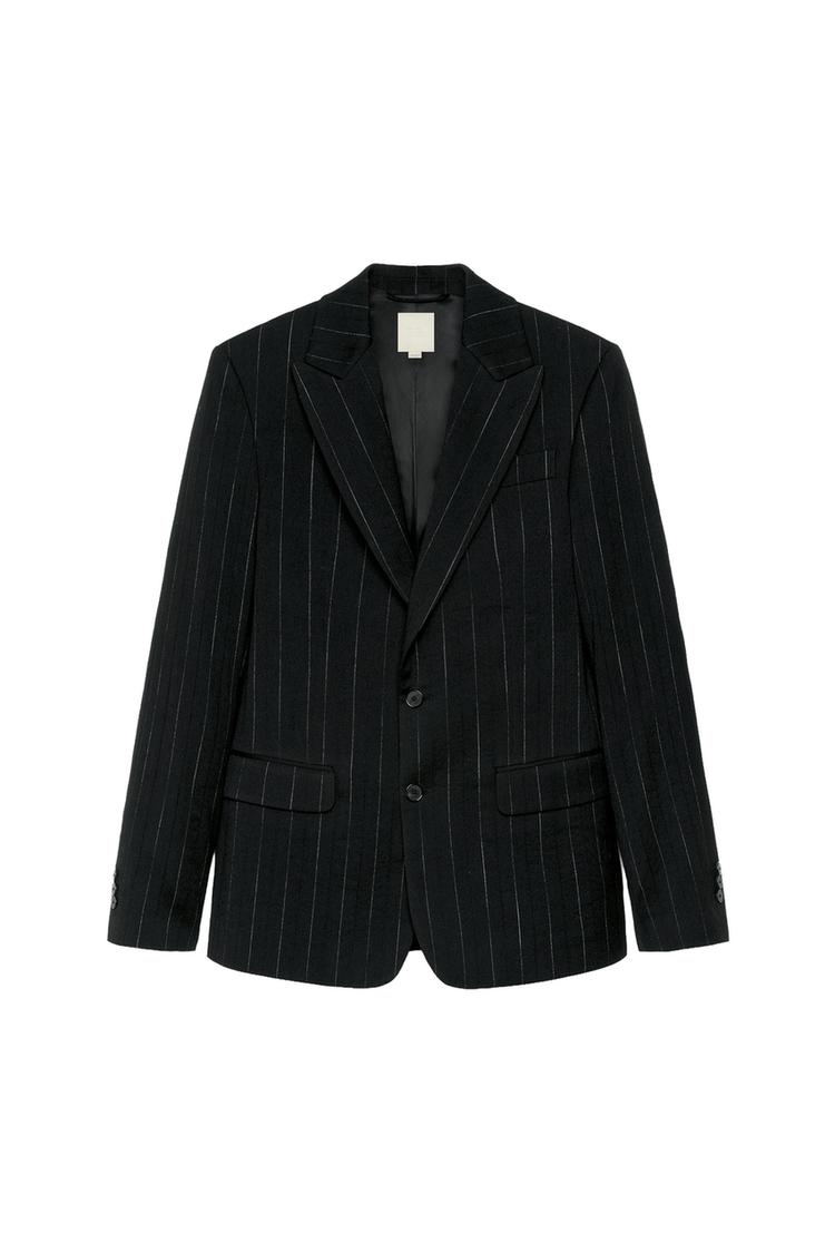TEXTURED PINSTRIPE BLAZER