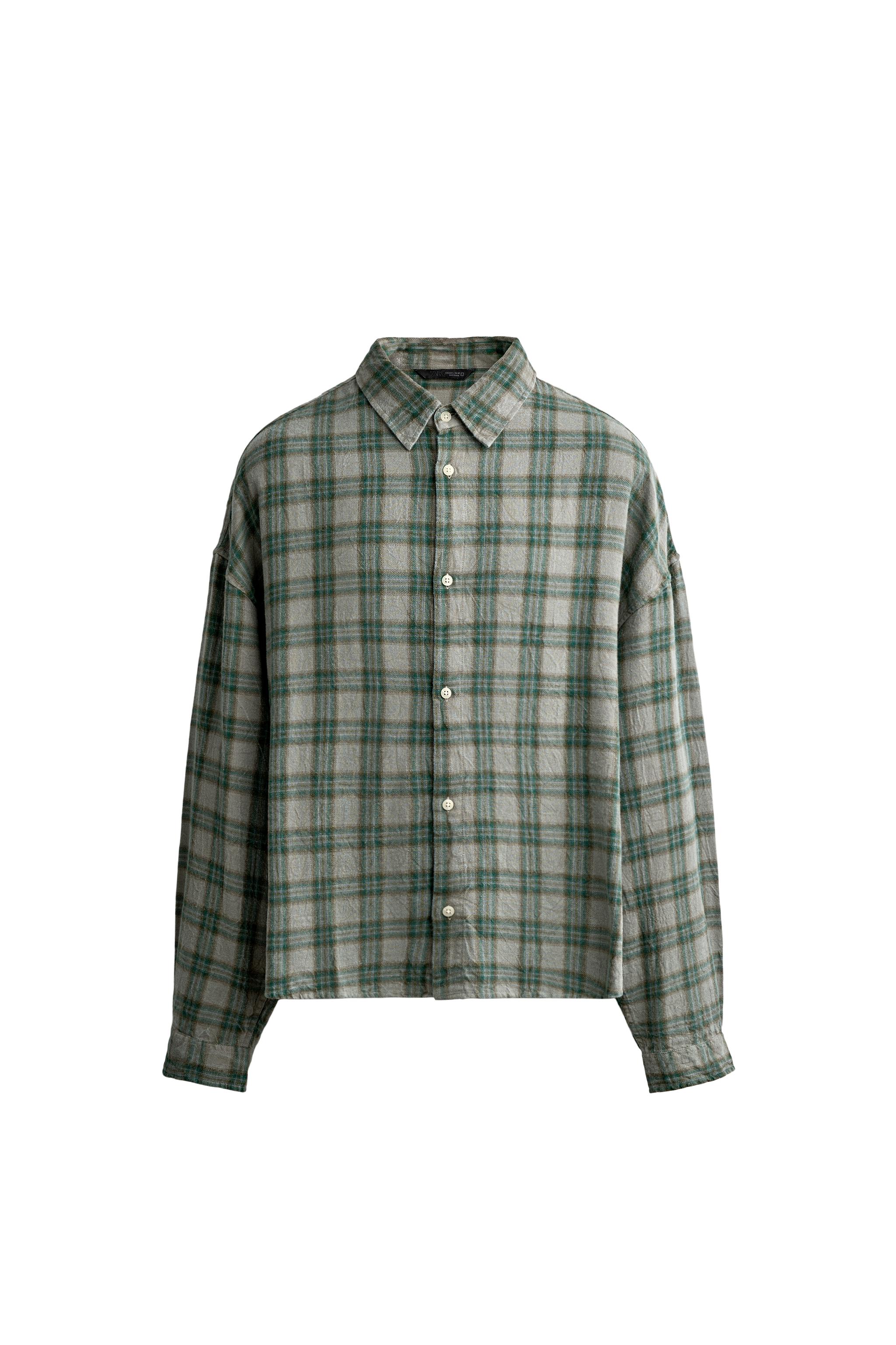 CROPPED FIT CHECK SHIRT — ZARA