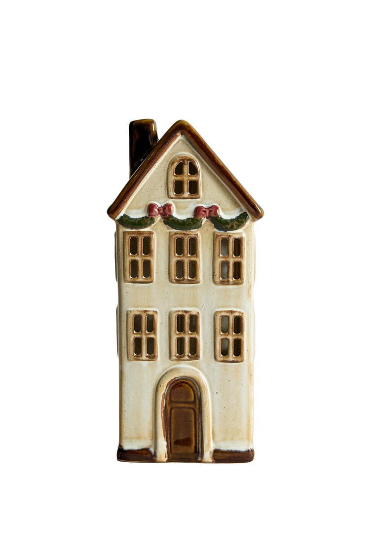 PORCELAIN TALL HOUSE LIGHT CHRISTMAS DECORATION