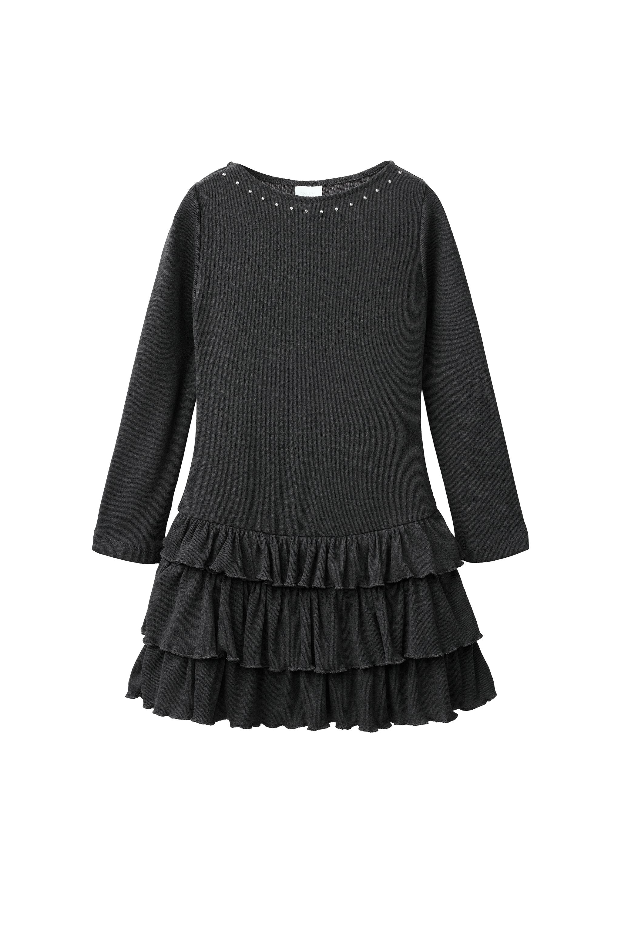 DRESS WITH RUFFLES AND STUDS — ZARA