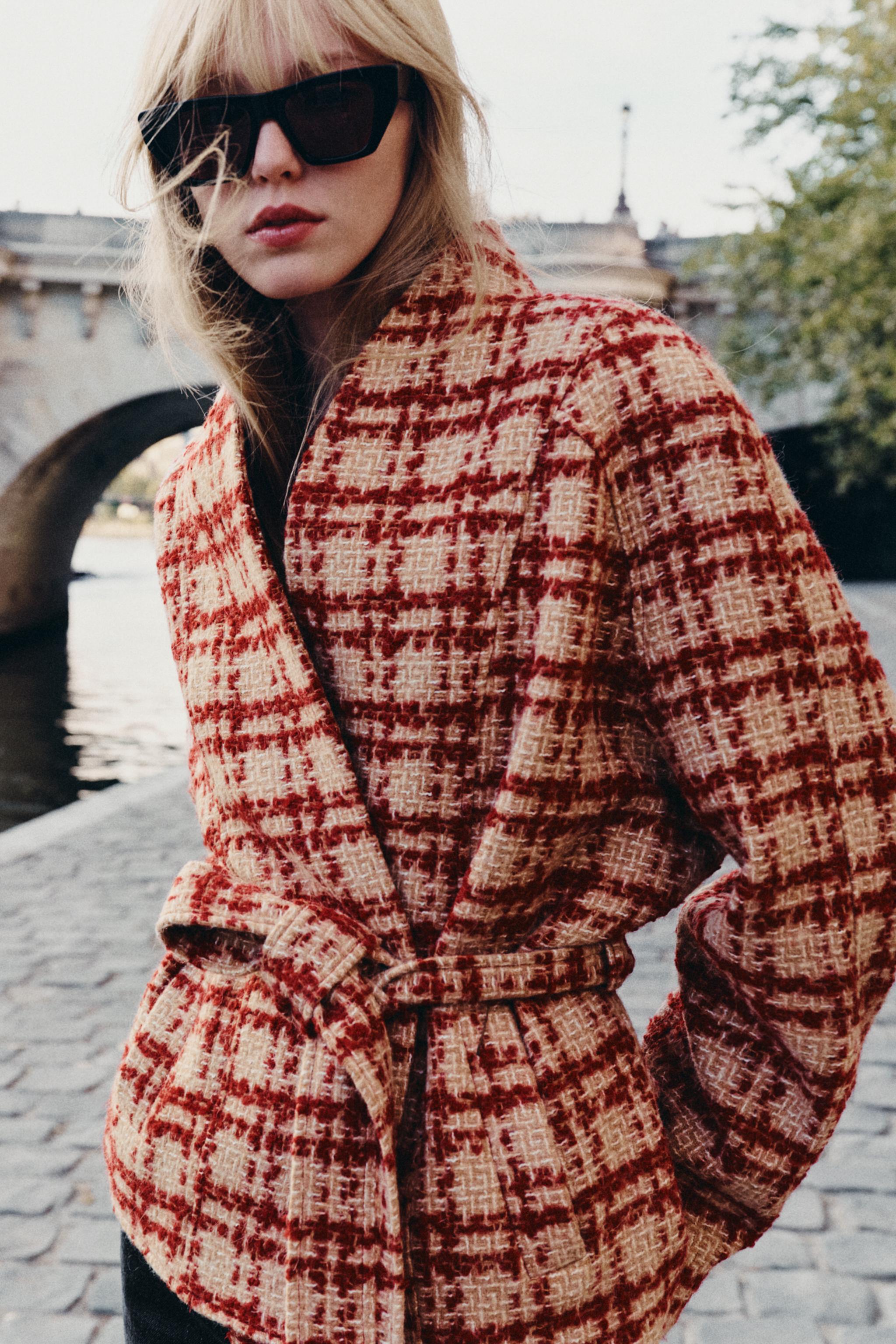 ZW COLLECTION WOOL BLEND BELTED JACKET — ZARA