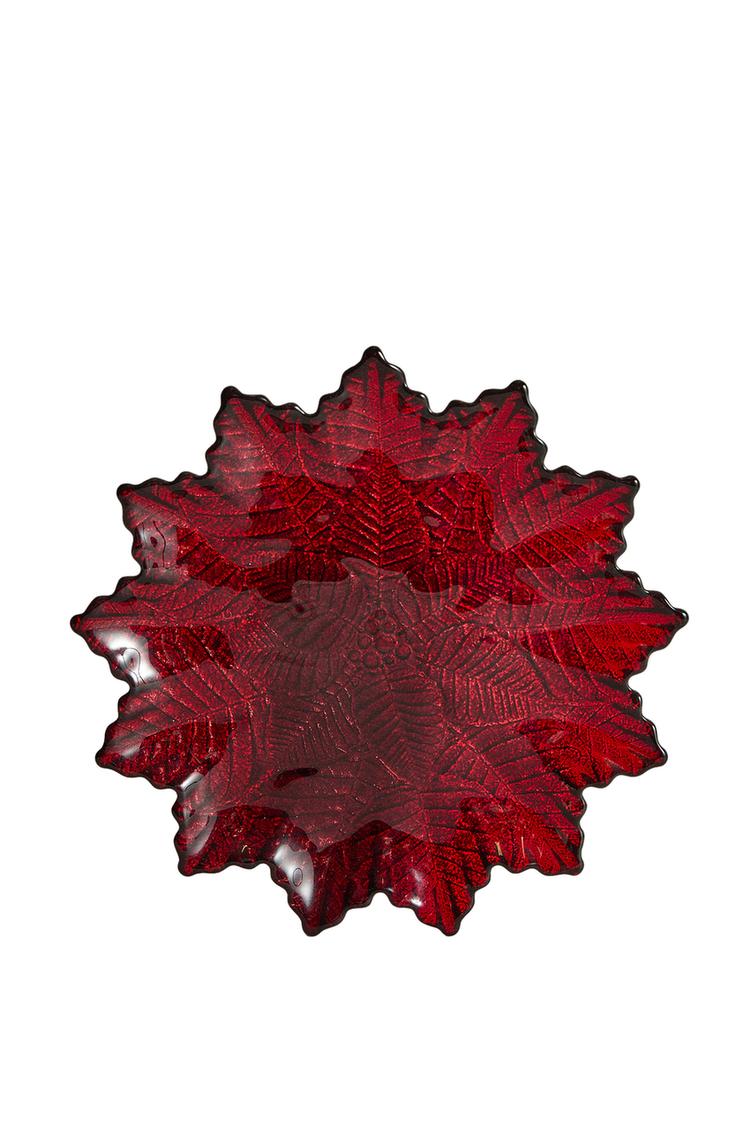 CHRISTMAS FLORAL GLASS DESSERT PLATE