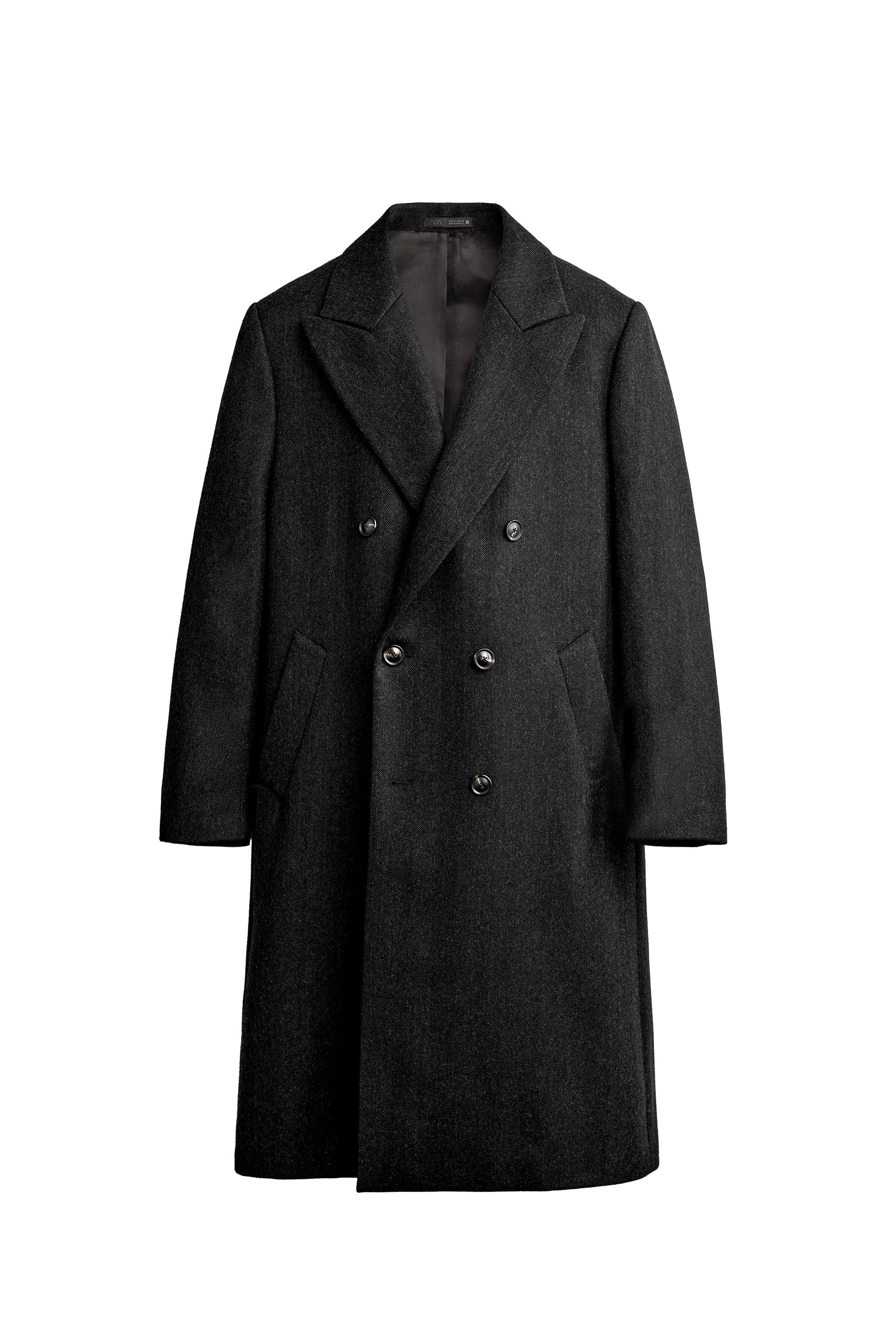 HERRINGBONE 100% WOOL DOUBLE-BREASTED COAT — ZARA