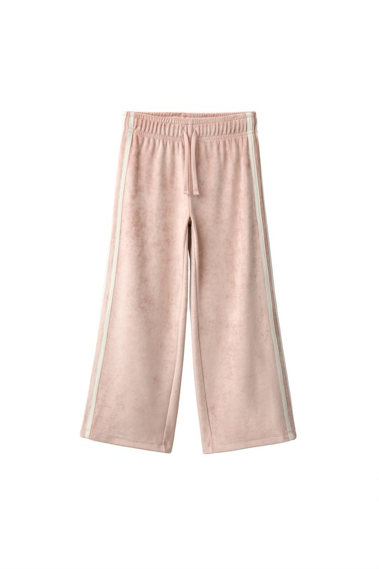 БРЮКИ WIDE LEG ИЗ ВЕЛЬВЕТА С КОНТРАСТНЫМИ ЛАМПАСАМИ