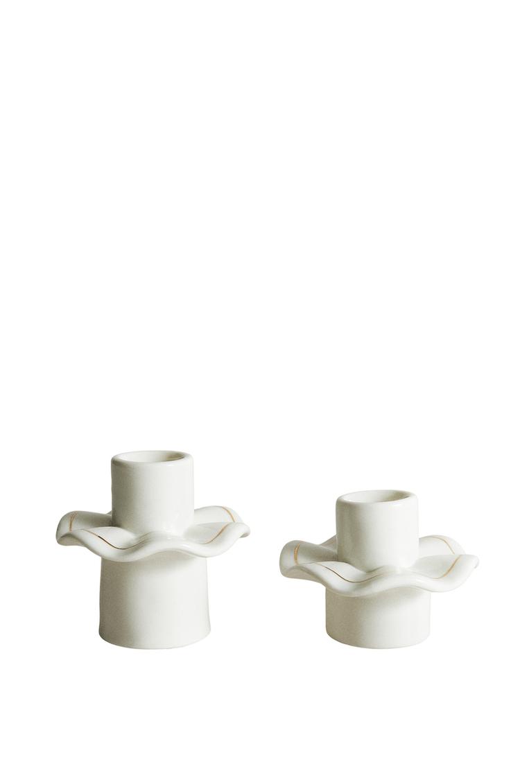 WAVY CERAMIC CHRISTMAS CANDELABRA
