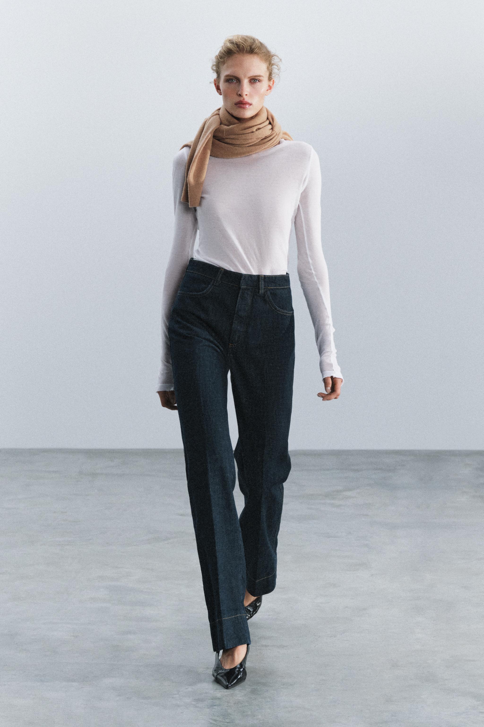 Джинсы ZW COLLECTION с высокой посадкой расклешенного кроя — ZARA