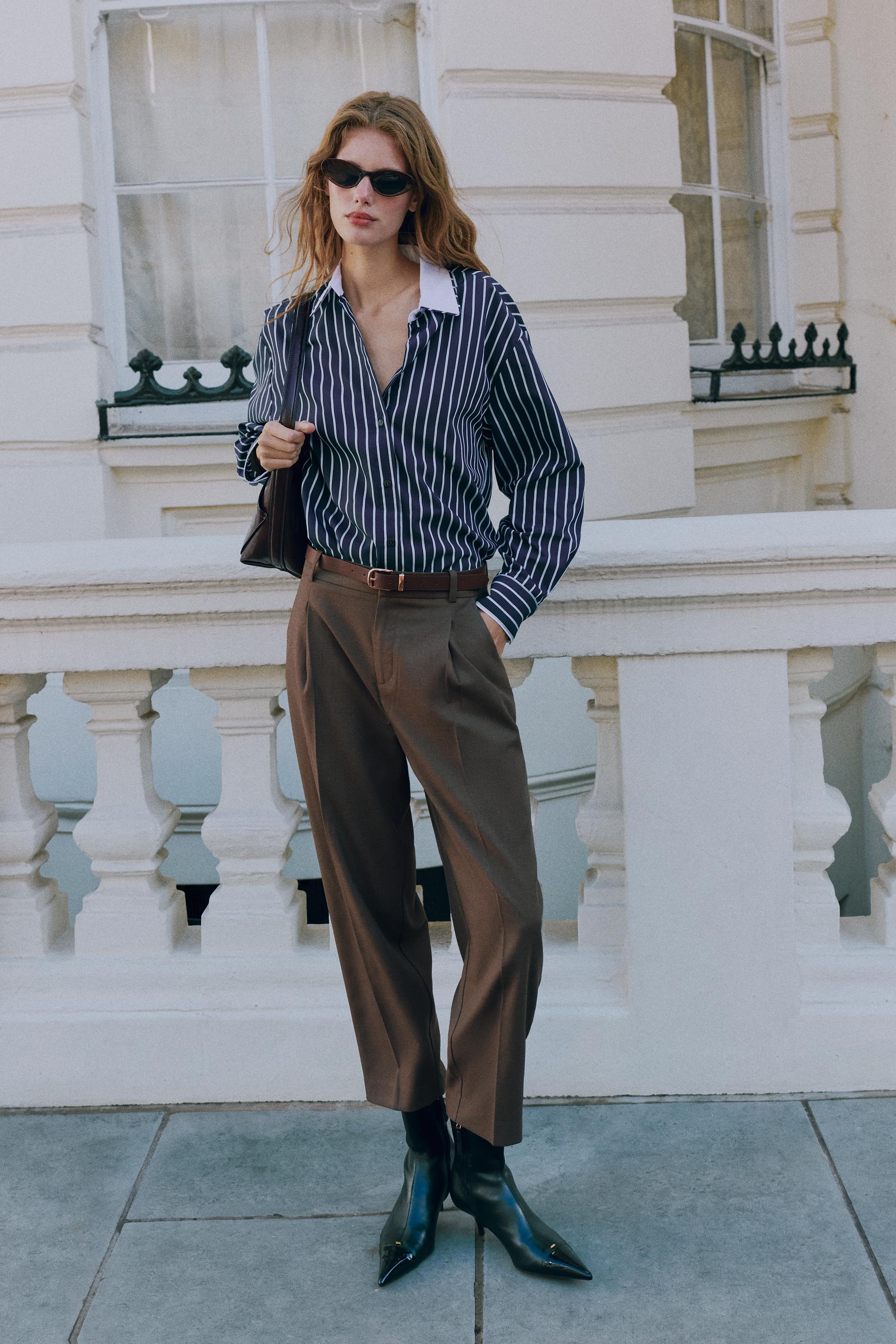 Рубашка из поплина в полоску — ZARA