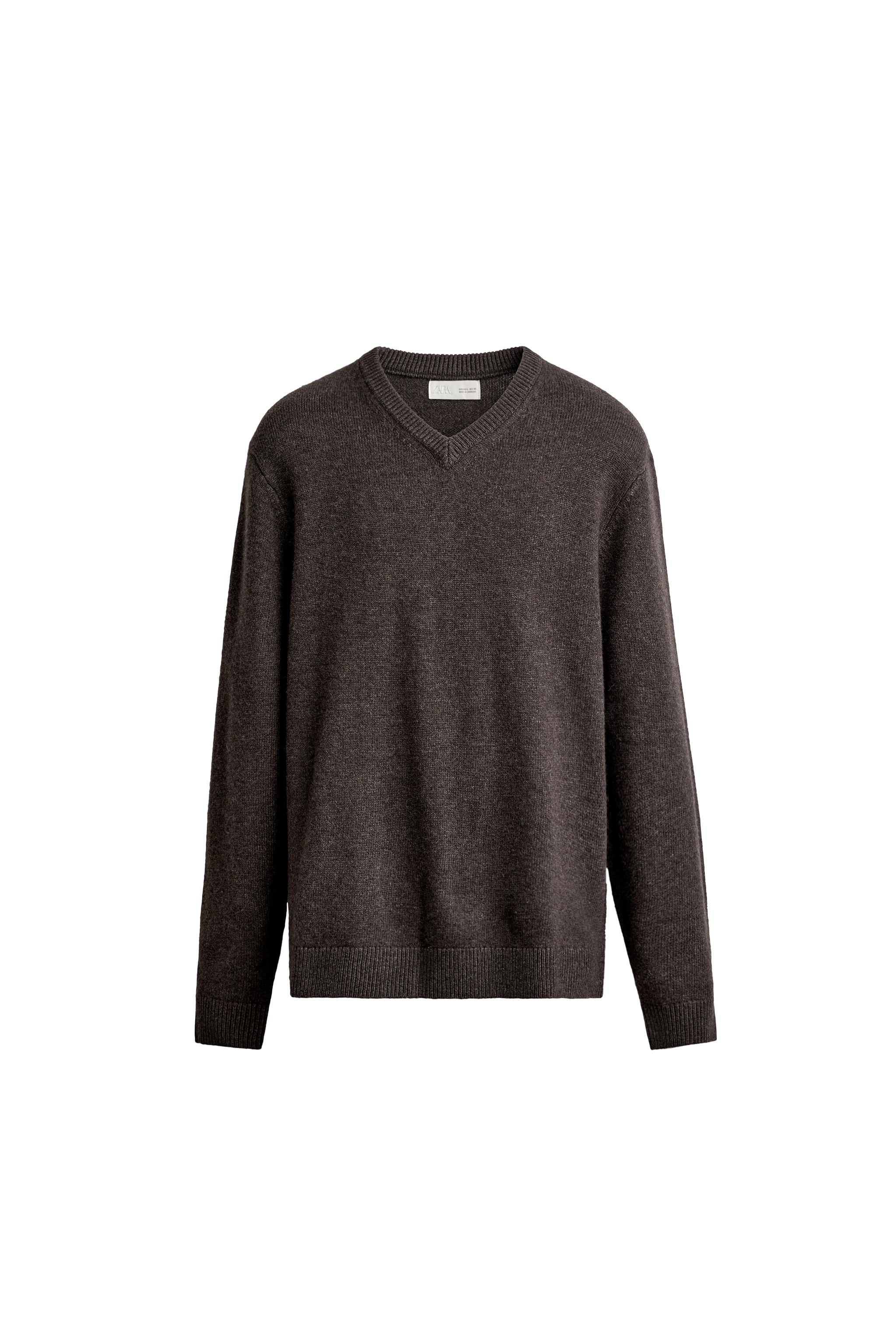 СВИТЕР ИЗ ШЕРСТЯНОЙ СМЕСИ С V-ОБРАЗНЫМ ВЫРЕЗОМ — ZARA