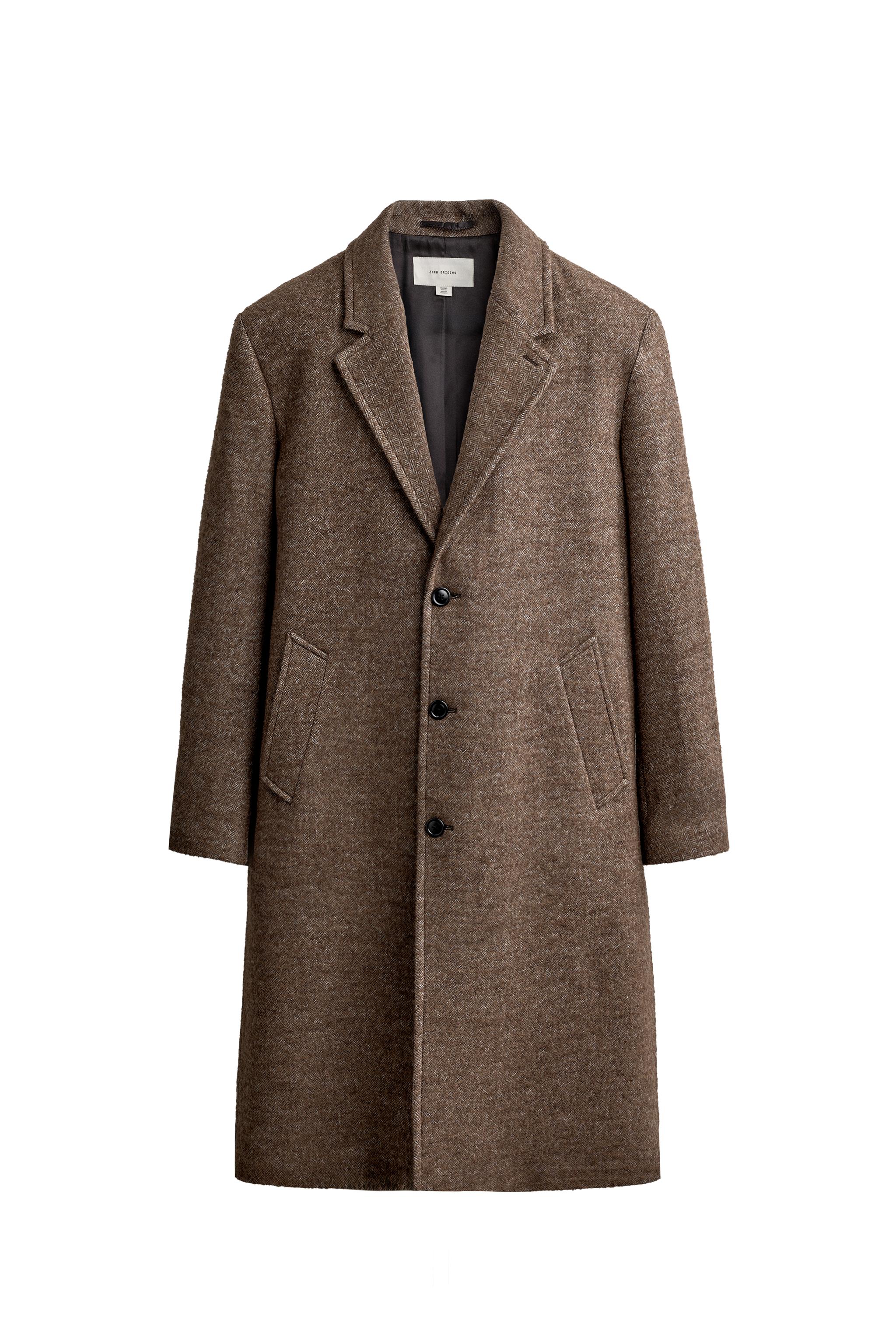 HERRINGBONE WOOL BLEND COAT — ZARA