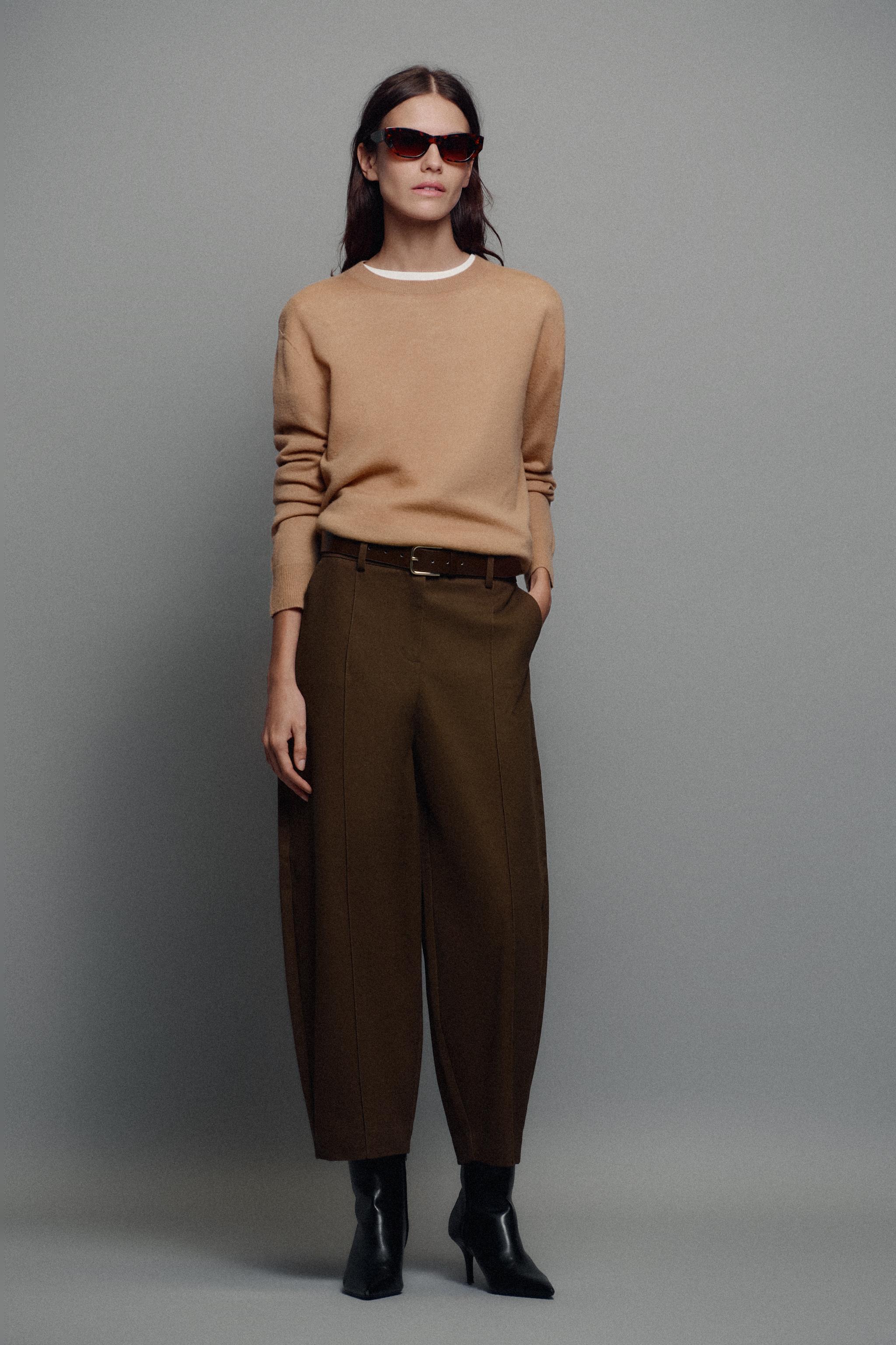 Брюки силуэта "баллон" с поясом — ZARA