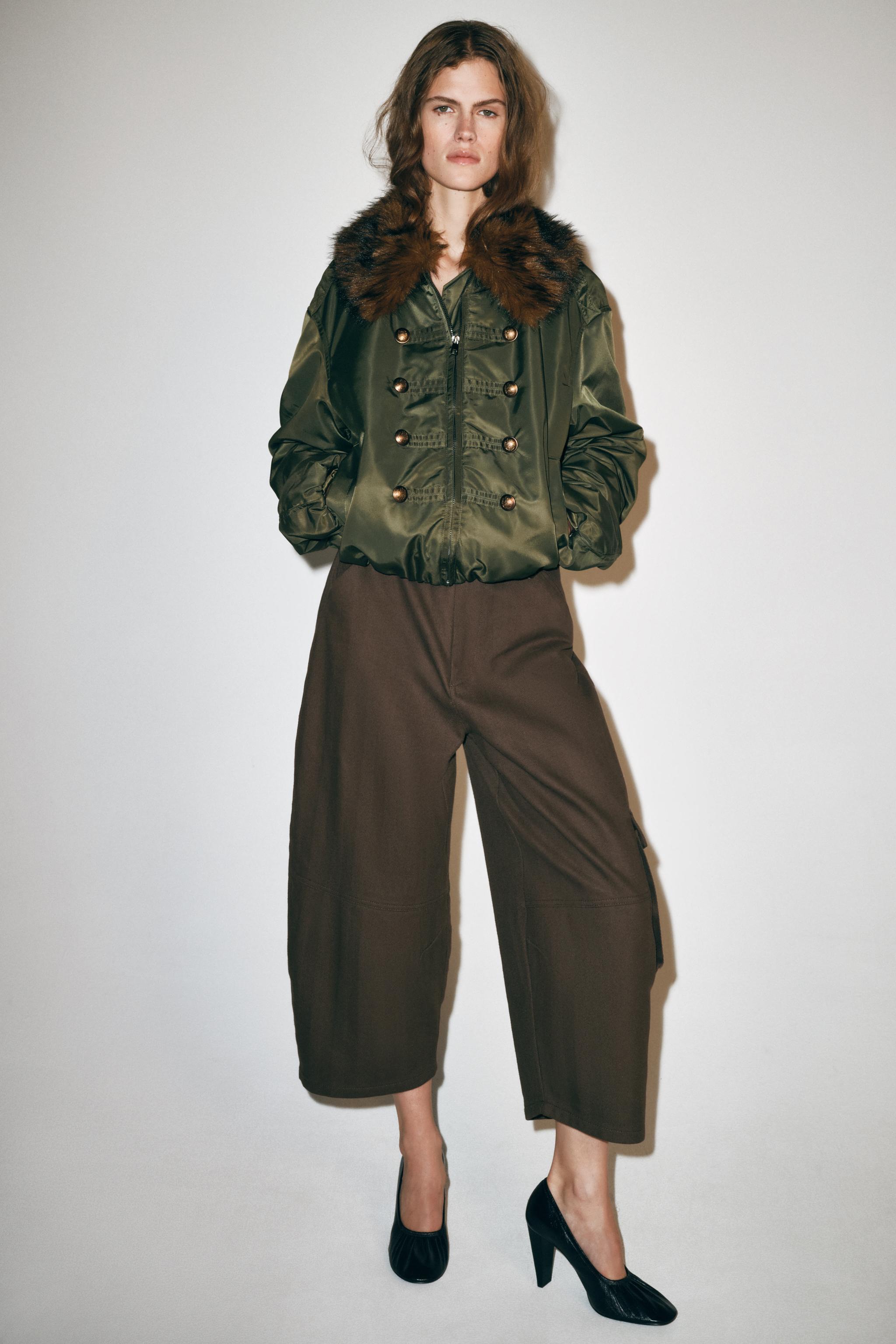 НЕЙЛОНОВЫЙ БОМБЕР С МЕХОВЫМ ВОРОТНИКОМ — ZW COLLECTION — ZARA