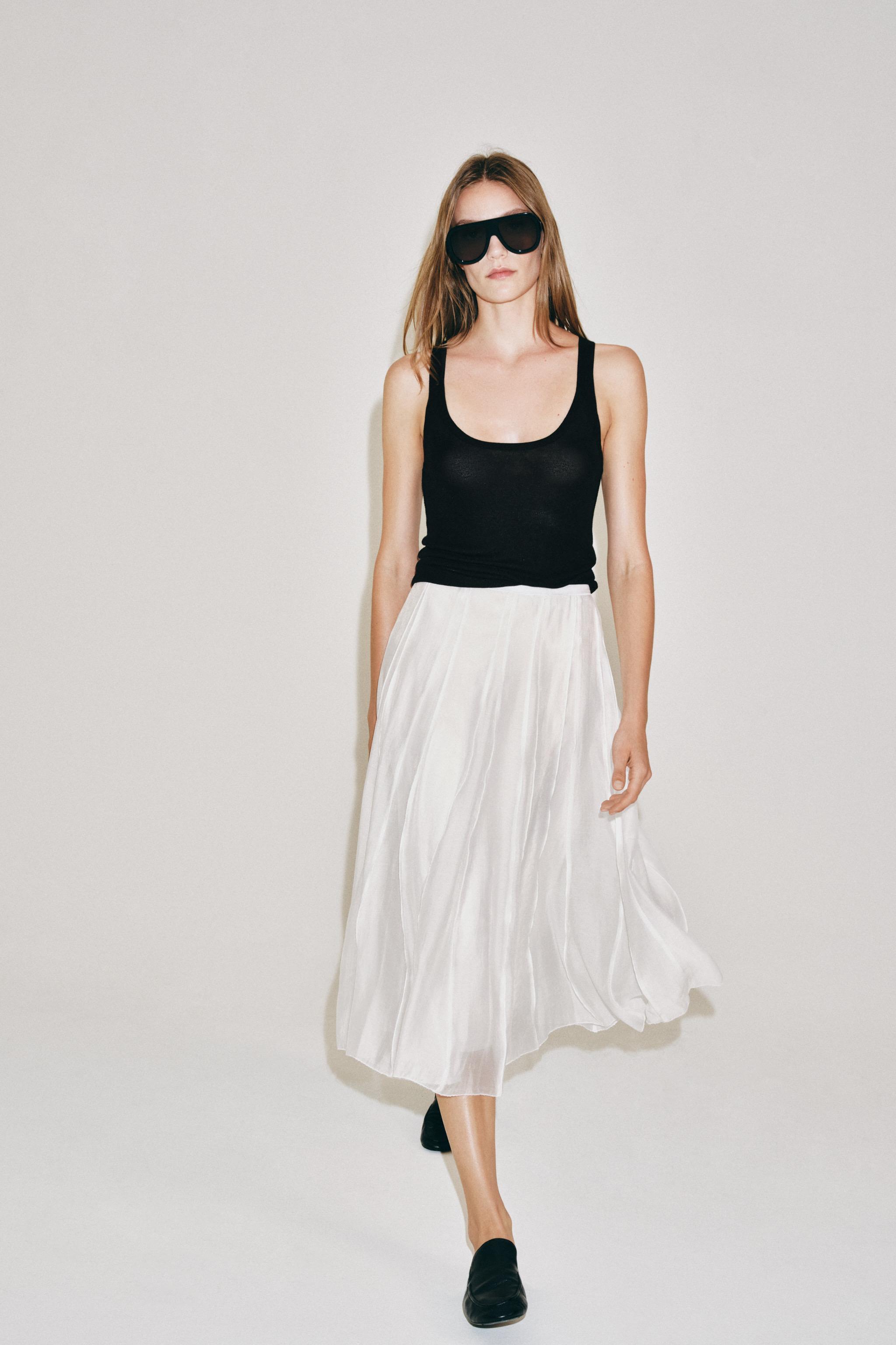 Юбка ZW COLLECTION контрастная струящаяся — ZARA