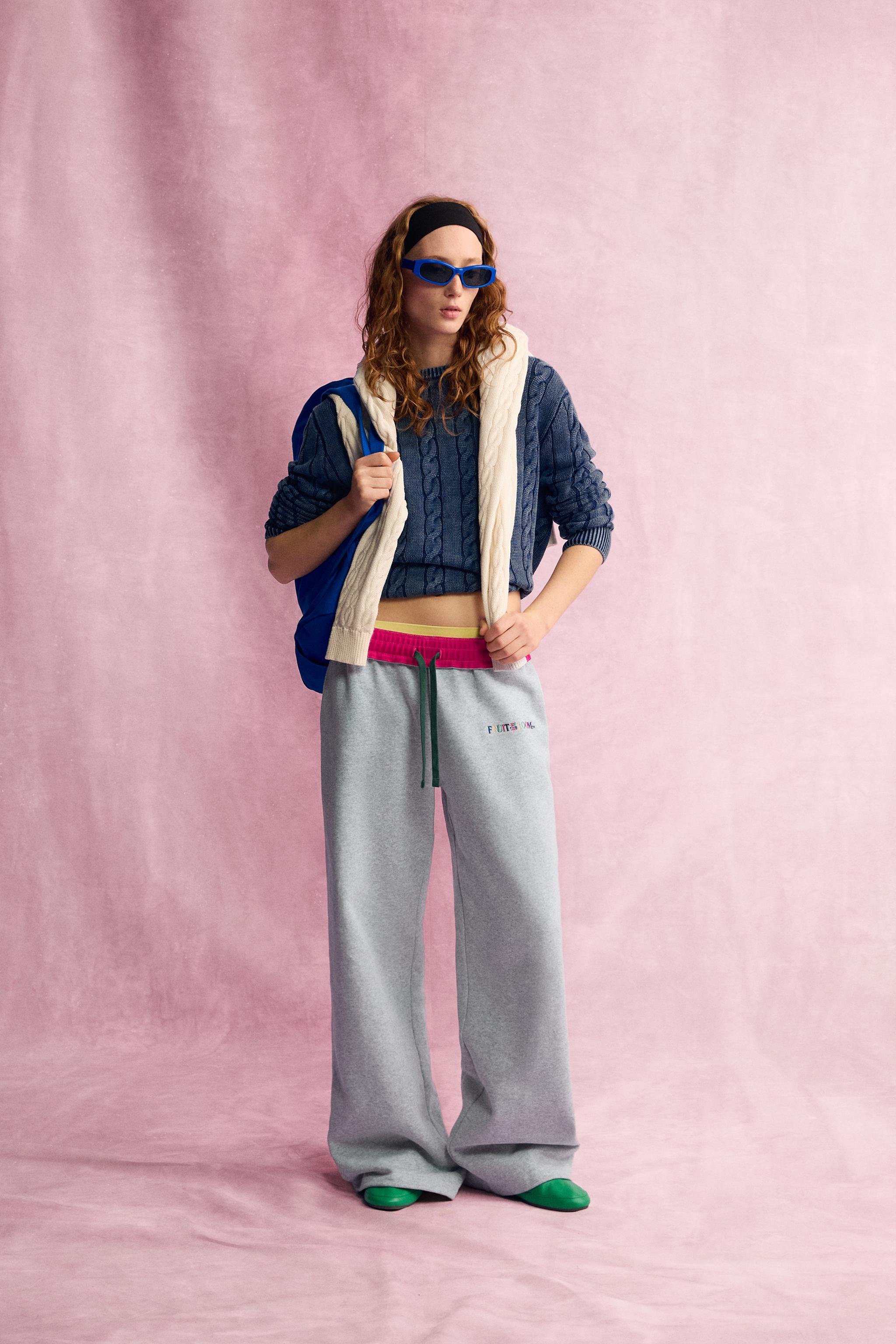 Джемпер оверсайз из фактурной пряжи в косах Fruit of the Loom™ — ZARA