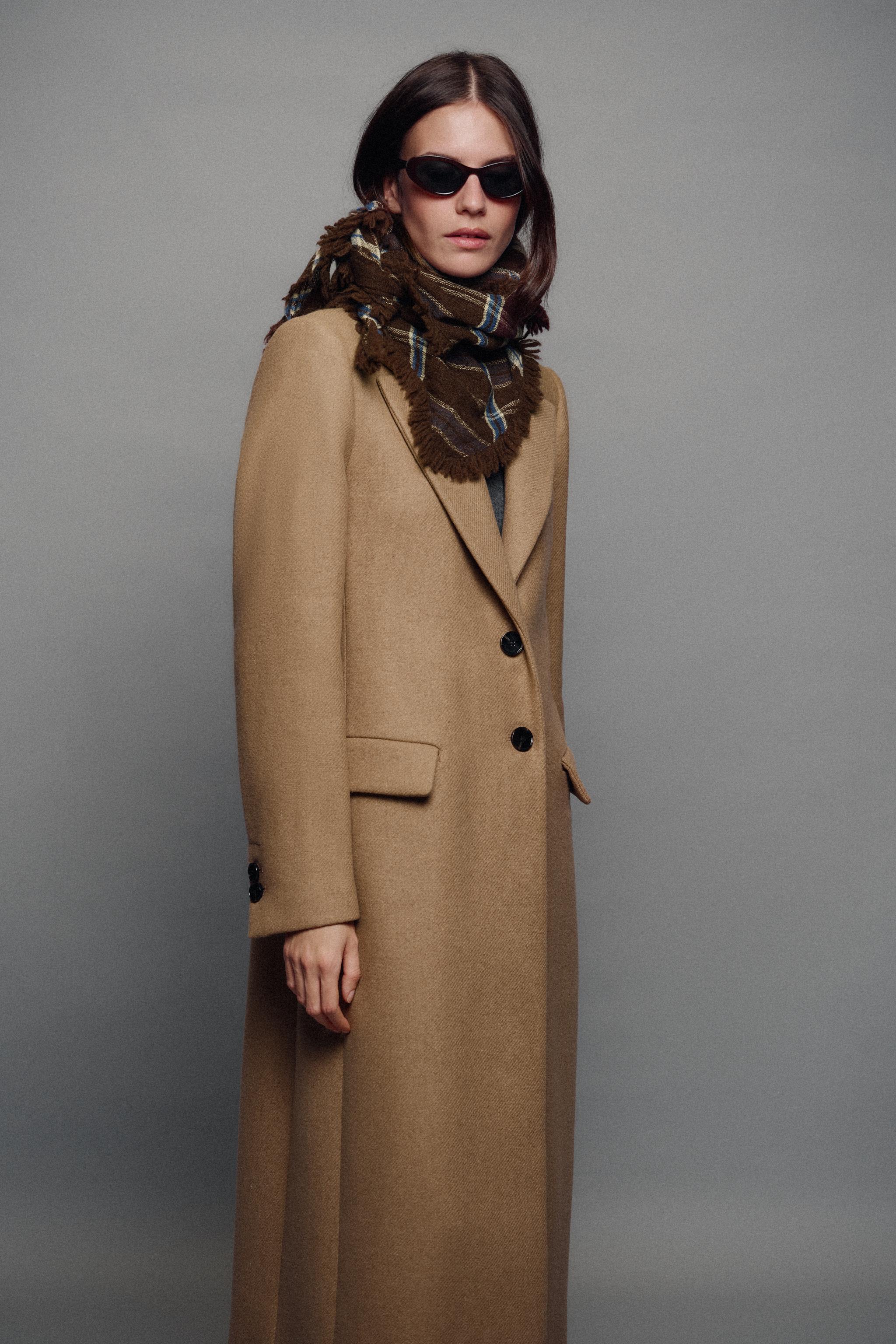 ТРЕУГОЛЬНЫЙ ПЛАТОК ИЗ СМЕСОВОЙ ШЕРСТИ В КЛЕТКУ — ZARA