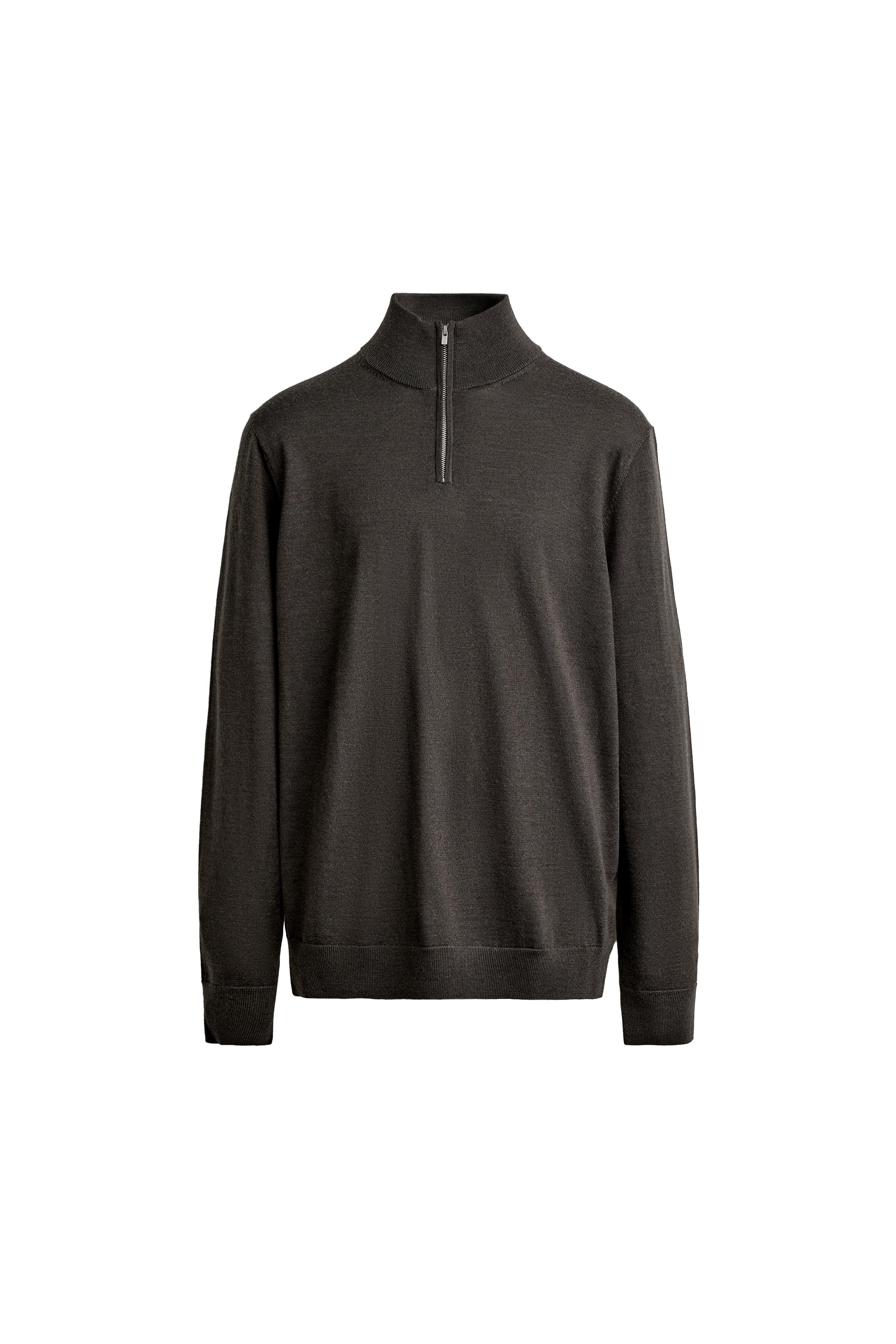100% WOOL QUARTER-ZIP JUMPER — ZARA