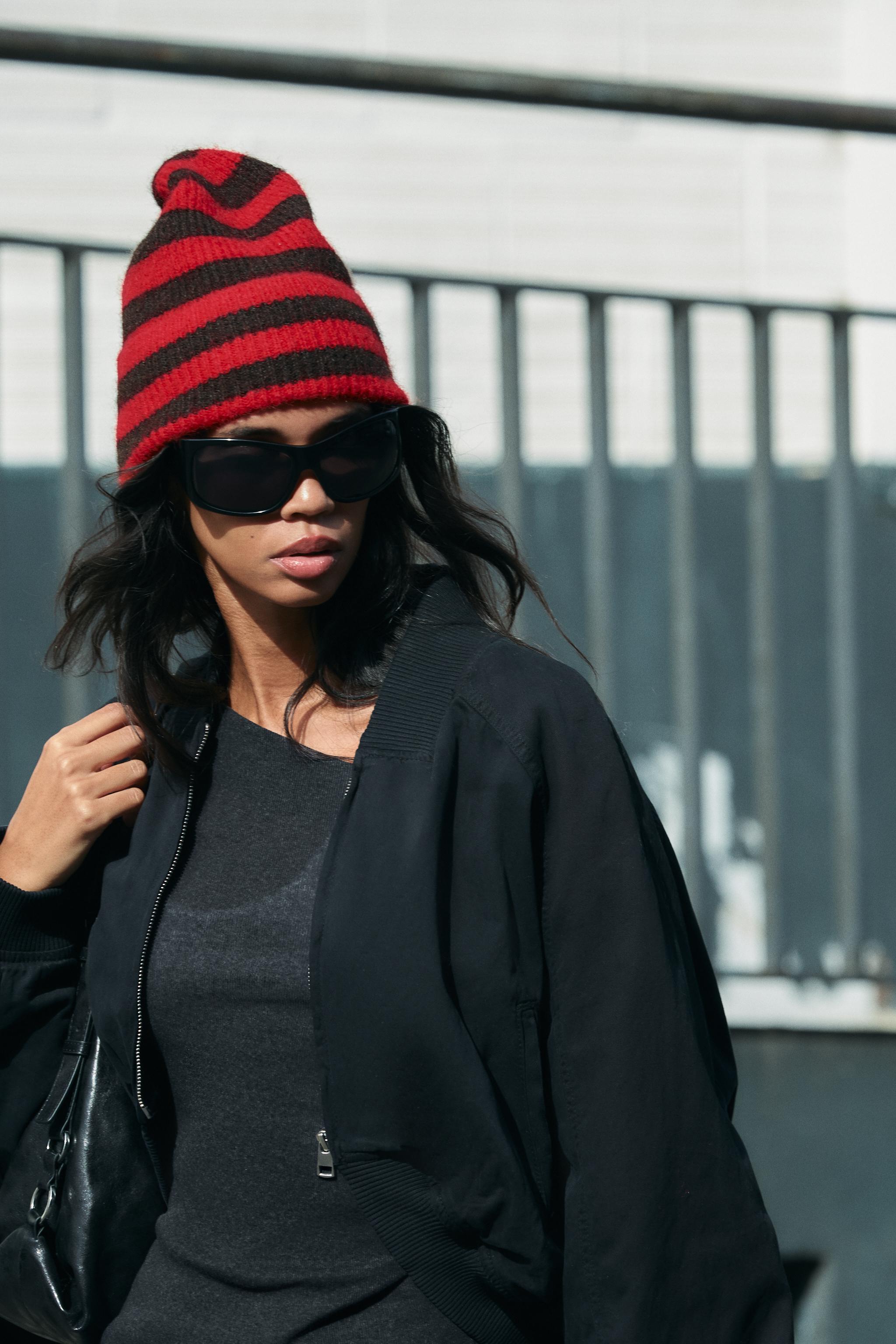 STRIPED TURN-UP BEANIE — ZARA