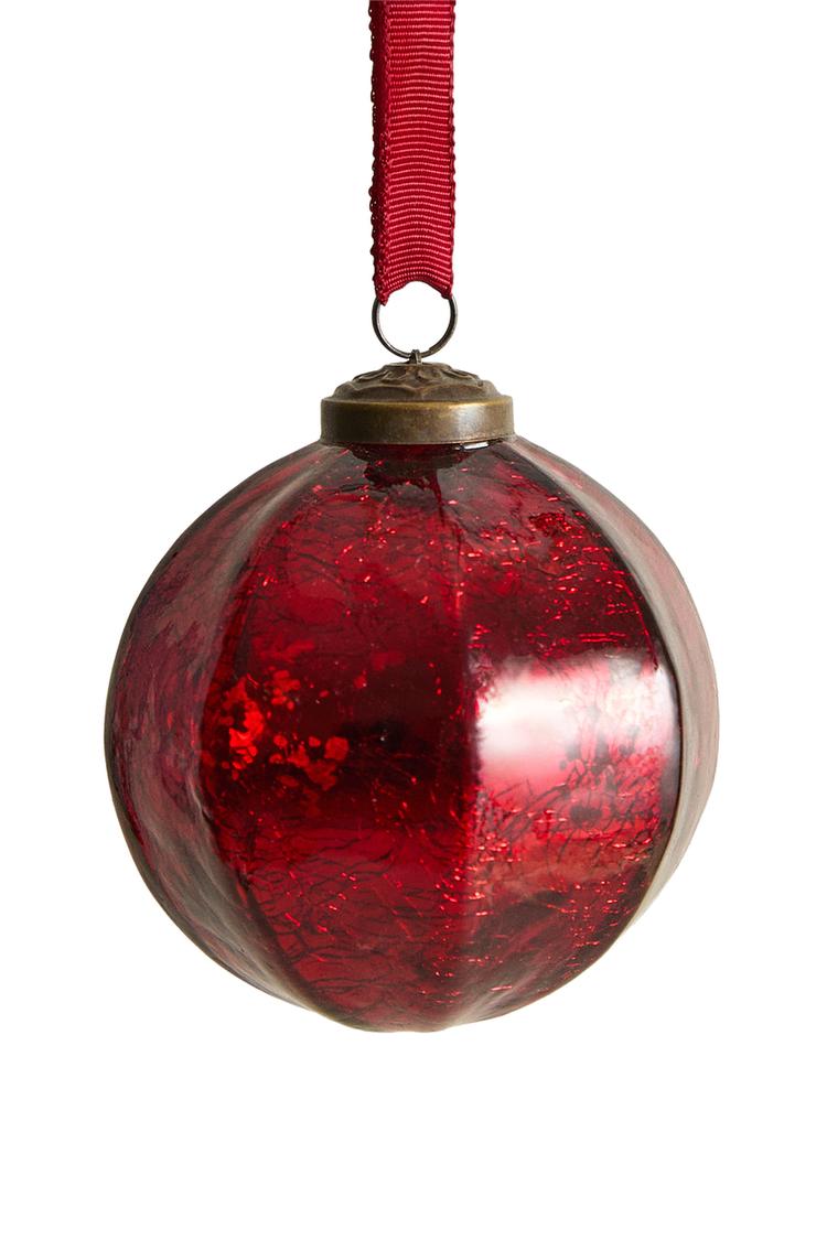 TEXTURED GLASS CHRISTMAS TREE BAUBLE ORNAMENT