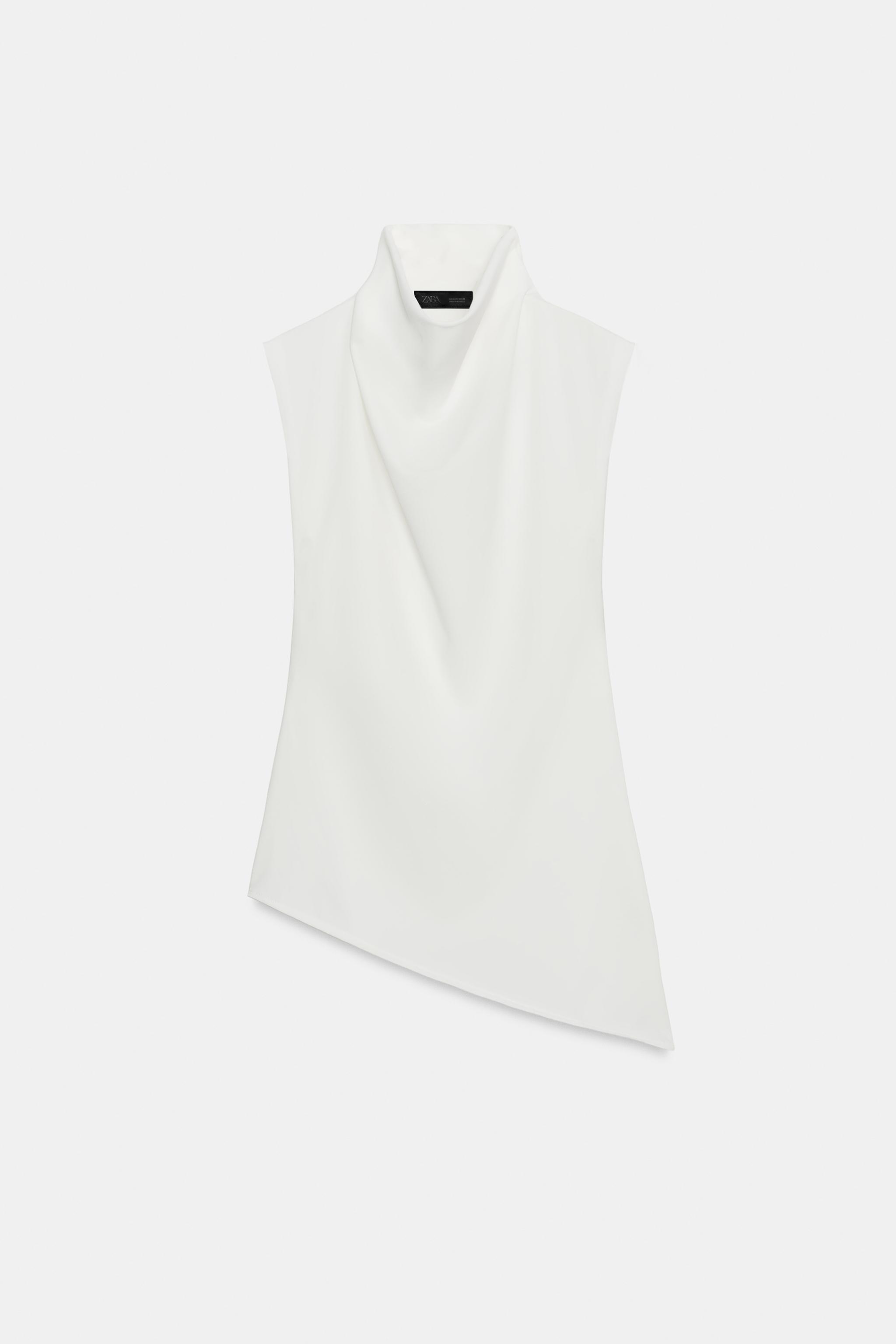 Топ асимметричного кроя из струящейся ткани — ZARA