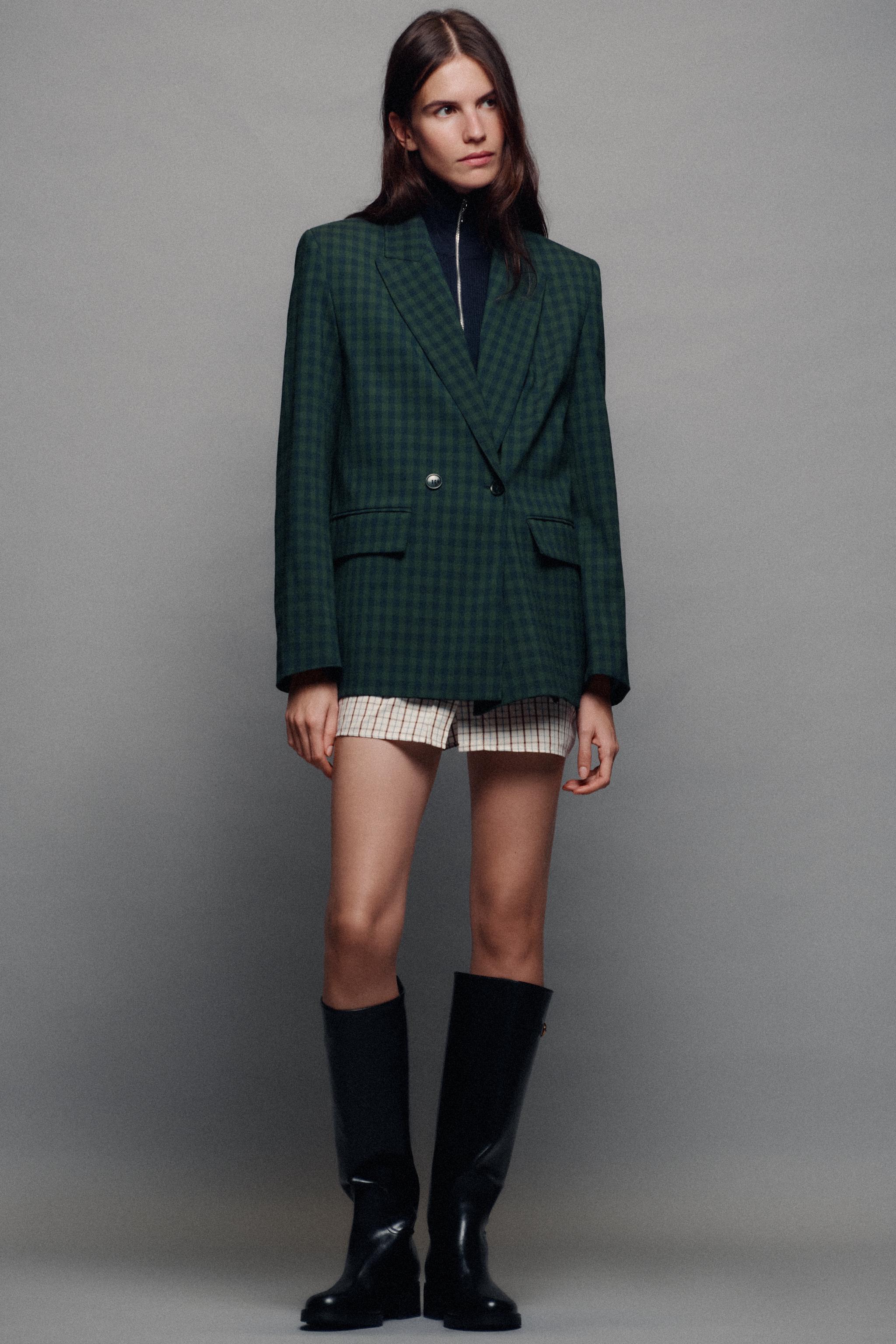 ДВУБОРТНЫЙ БЛЕЙЗЕР В КЛЕТКУ — ZARA